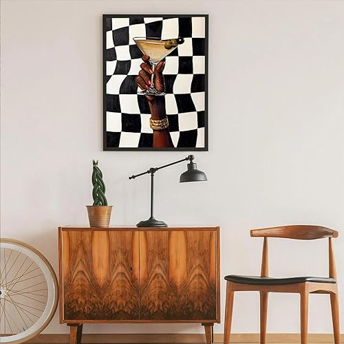 Miniatura 2 de Póster de moda de niña negra con diseño de cóctel y Martini, impresión en lienzo, retro, estética, funky, decoración para el hogar, carro, carro,