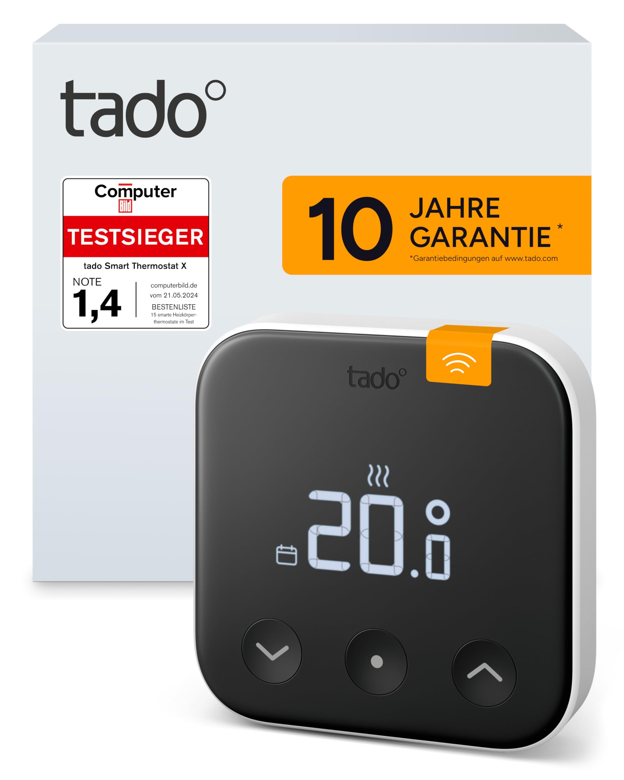 tado Funk-Temperatursensor X, Zusatzprodukt für Smarte Heizkörperthermostate X, für optimale Heizkörpersteuerung, Energie und Kosten sparen, einfache DIY Installation