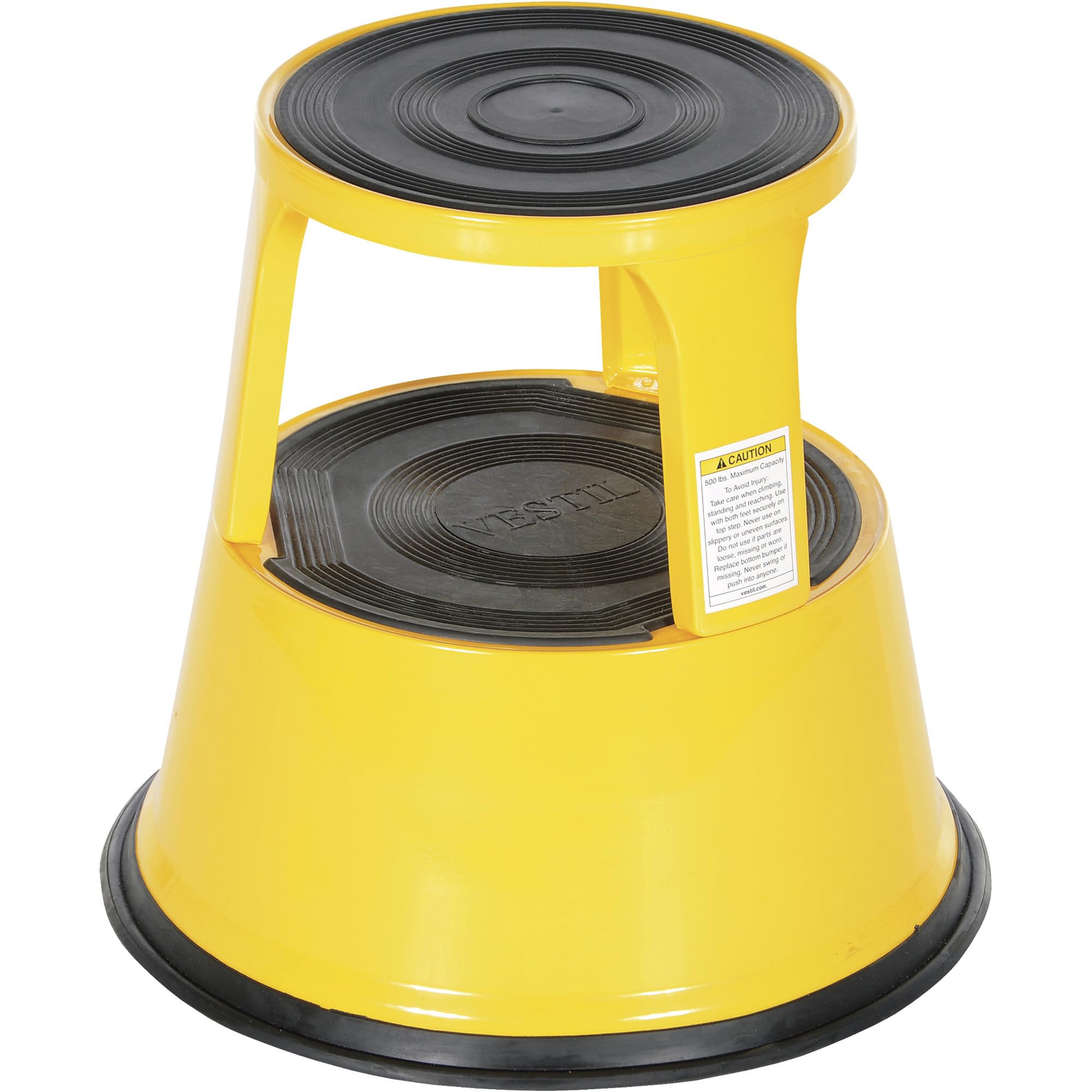 Vestil STEP-17-Y Steel Rolling Step Stool with Powder Coat Finish, 17-1/8" Top Step Height, 500 lbs Capacity, Yellow