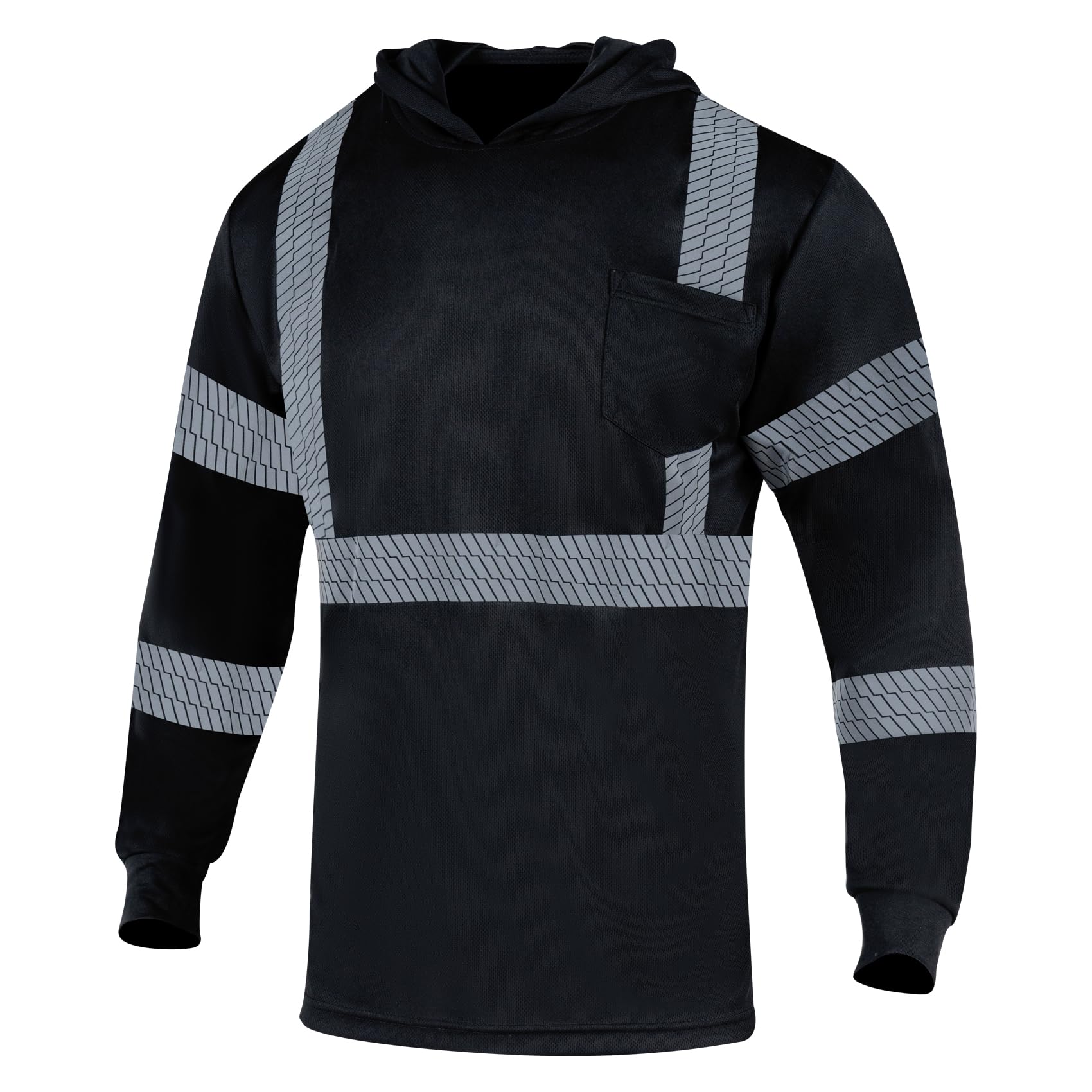 VENDACE Safety Reflective High Visibility Long Sleeve Shirts with Hood Class 3 Hi Vis Construction Breathable Work Shirts