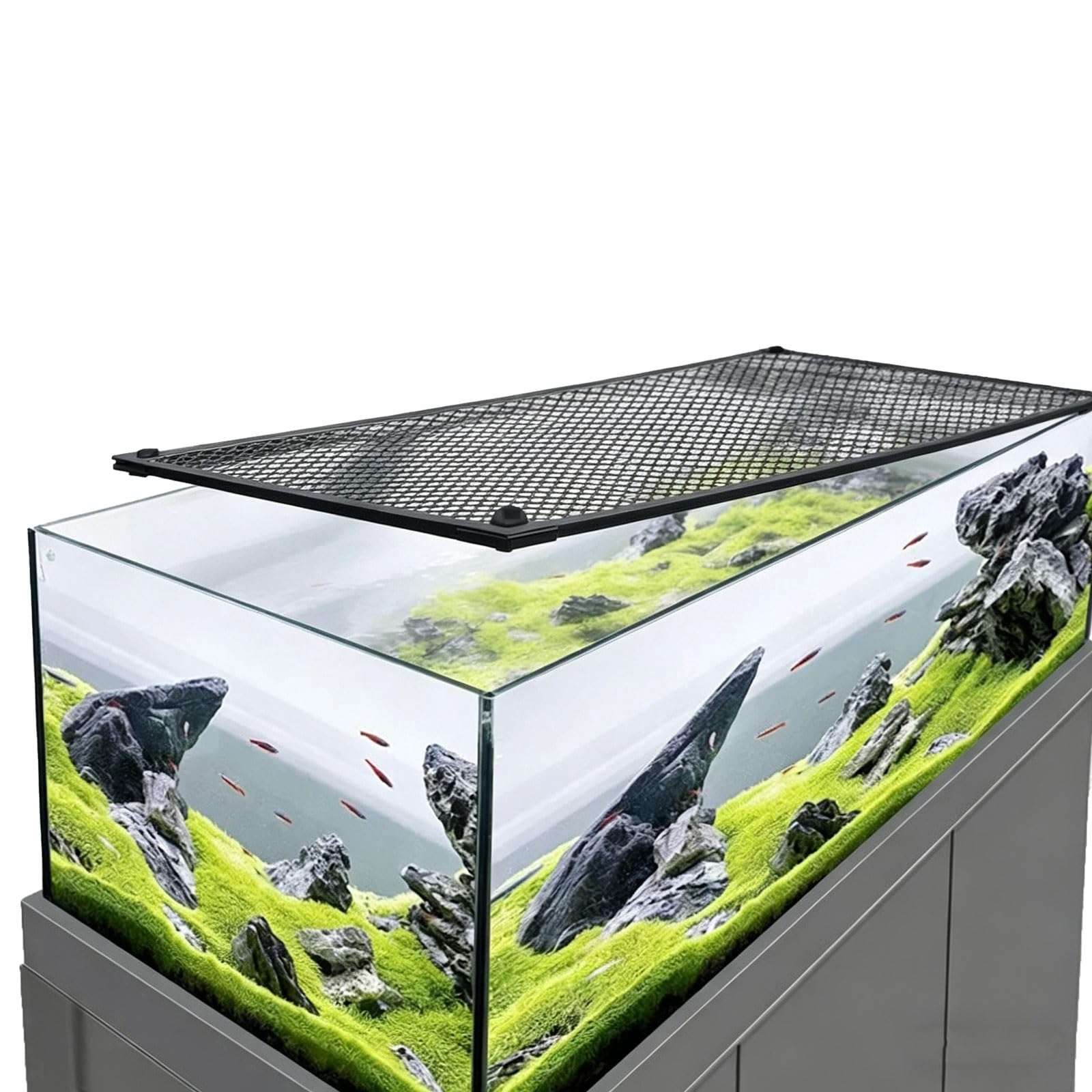 Magnetic Aquarium Anti-Jumping Net Cover, Plastic Cuttable Fish Tank Anti-Jump Protective Lid, Adjustable Size Fit Tank Size Max 78''X24''(110x60cm/43.31x23.62in)