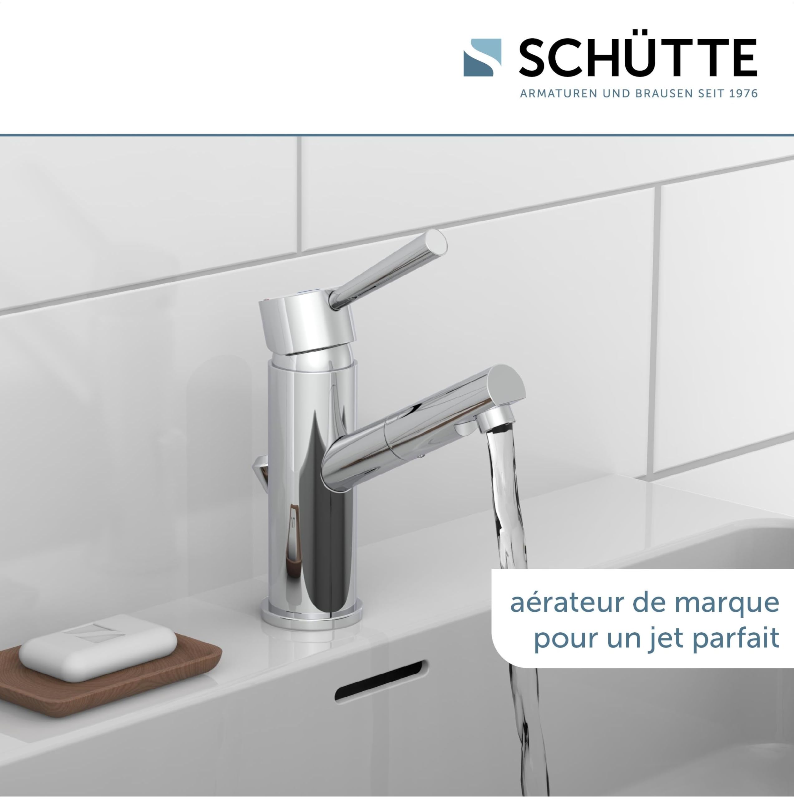 SCHÜTTE Cornwall Mitigeur de lavabo basse pression avec vidage Chromé