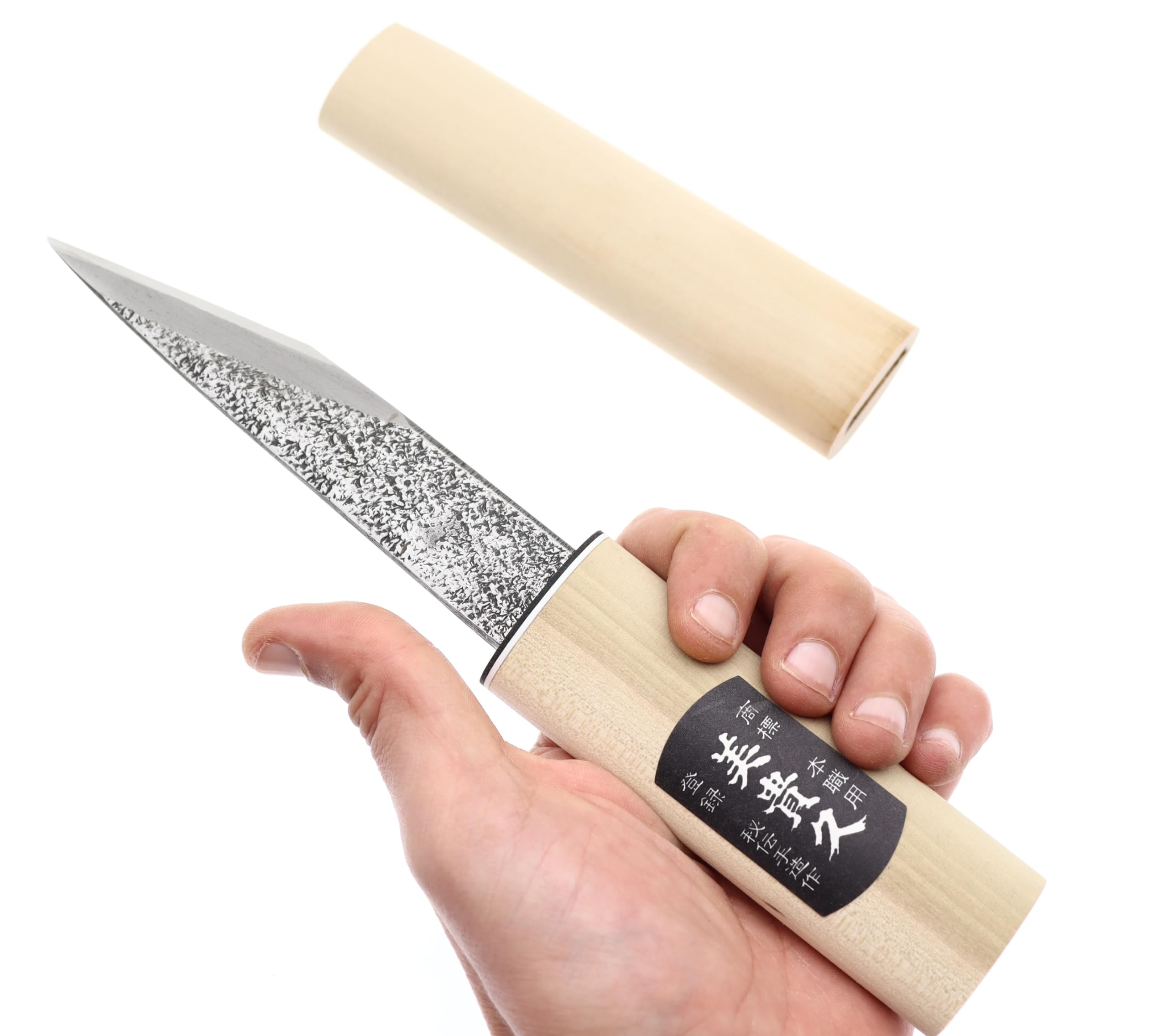 Coltello Artigianale Kiridashi con Lama in Carbonio per Lavori di Falegnameria e Intaglio Forgiato a Mano in Giappone Martellato 120 mm