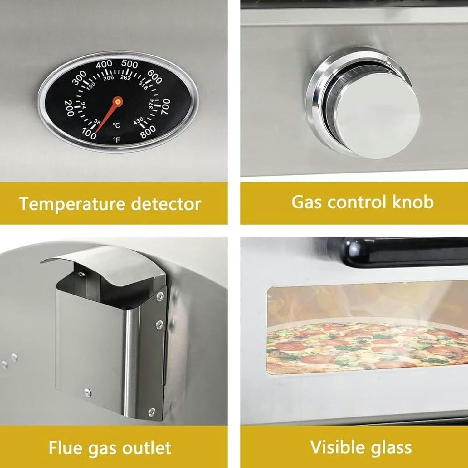12 Inch Commercial Electric Pizza Oven, 1800W Portable Outdoor Pizza Oven, Built-in Thermometer, Home Single/Double Pizza Drawer Toaster Oven, Restaurant