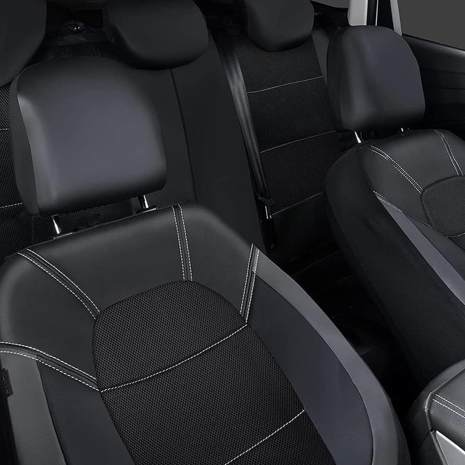 Fundas para Asientos de Coche para Jeep Wrangler S Wrangler JL Wrangler JK Wrangler, Delanteros Traseros Universales Cuero Funda Asiento Coche Cómodo Cojines Impermeable,A/Black Grey