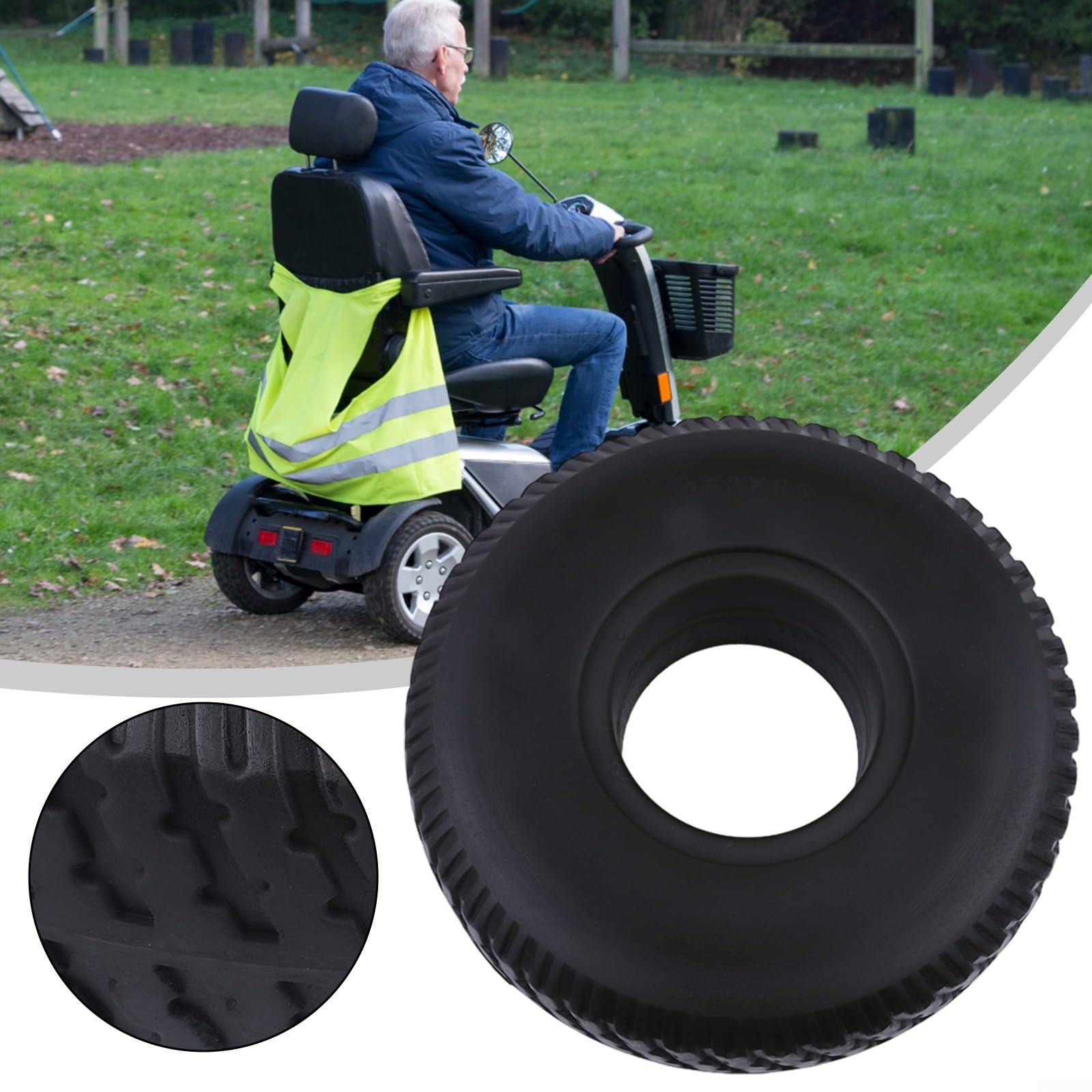 Pneumatico da 25,4 cm 4,10/3,50 – 4 per carrello e scooter, 260 x 85, pneumatico solido 3.00-4, per carriola, carrello, carrello a mano, nero