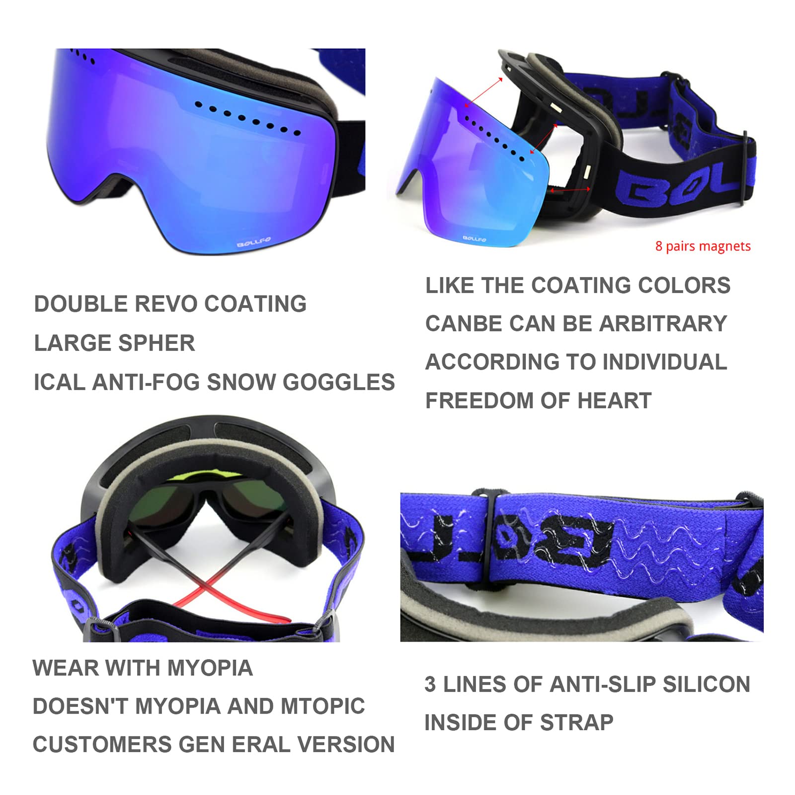 Masque de Ski pour Homme et Femme - Anti-buée sur - Lunettes de Ski avec Magnet écran Amovible,Rouge