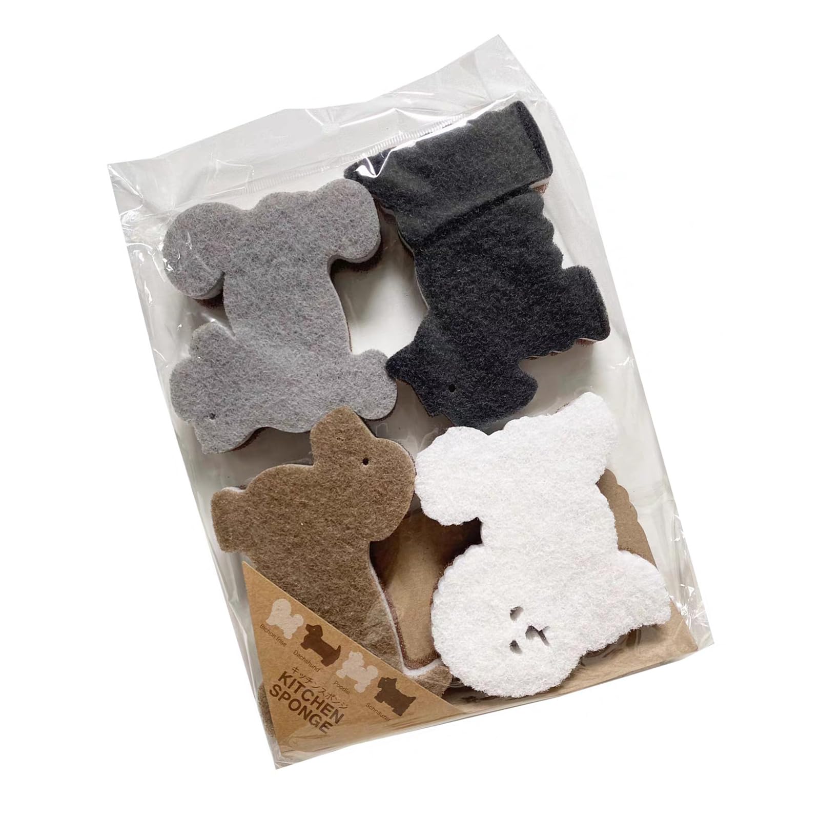 4PCS Kitchen Sponges Dishwashing Displaying Cartoon Dog Designs for Everyday Use Stove Cleaning Sponge
