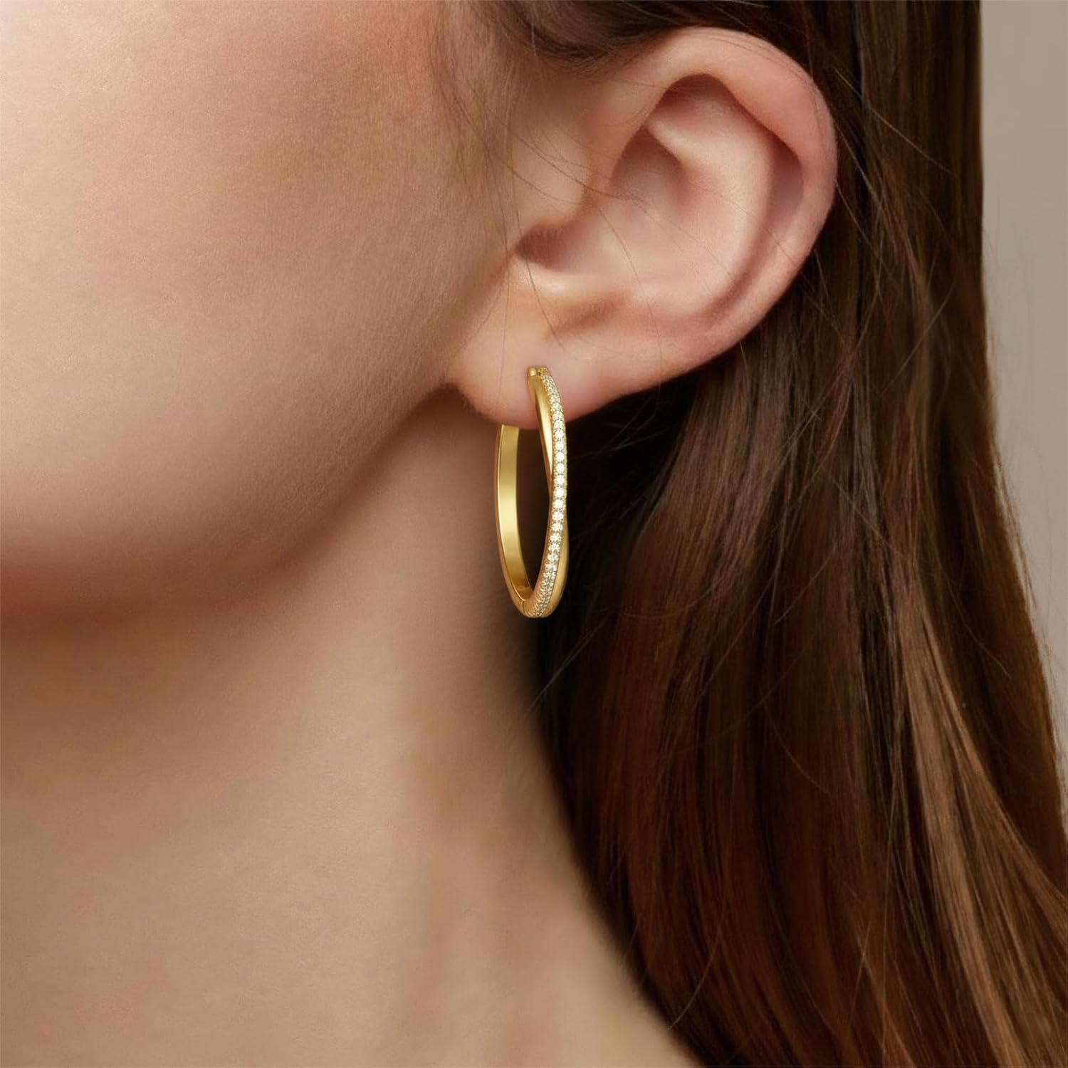 14K Gold Earrings for Women 15mm/20mm/25mm/30mm/35mm Gold Hoop Earrings Gold X-shaped Huggie Earrings - Image 2