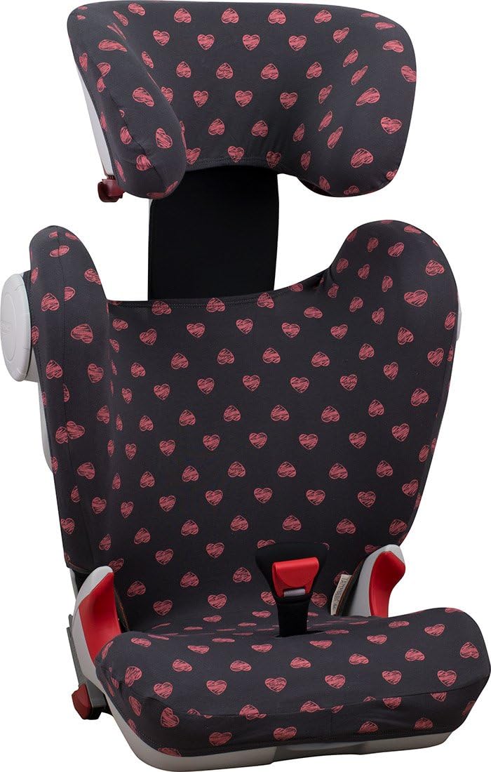 JYOKO KIDS Cover Liner Compatible with Romer Kidfix II XP SICT (FLUOR HEART, With Buttonhol), MIT AUGE - Image 5