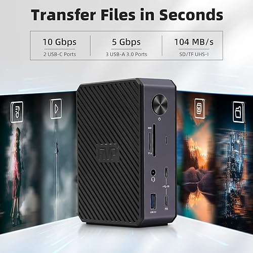 Miniatura 5 de RVP+ Docking Station 10-in-1 Triple Display USB C Docking Station Dual Monitor USB C Hub Displayport with Dual HDMI, 100W PD, Ethernet, Card Reader