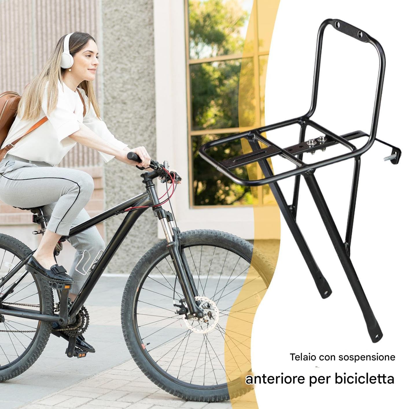 Porte-bagages pour vélo - Porte-vélos portable - Support en acier réglable - Support de charge stable pour charges - Design facile à installer avec supports antidérapants