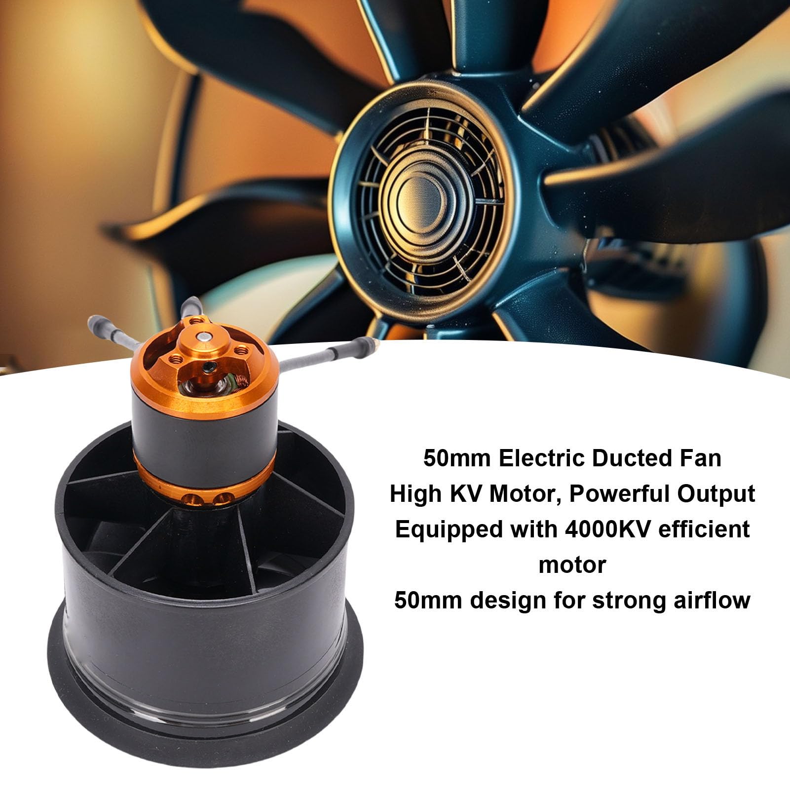 50mm Ducted Fan, Maximum Thrust 850g, Electric Ducted Fan with 4000KV Brushless Motor, Control Board Switch for Cooling Computers, High Strength Materials, DIY Assembly Kit
