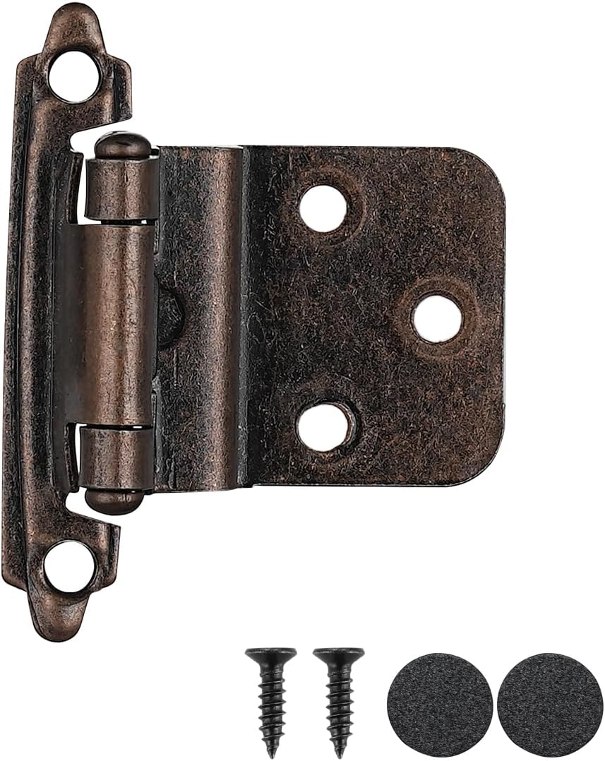 JQK 3/8 Inch Inset Door Hinges Oil Rubbed Bronze, 50 Pack 25