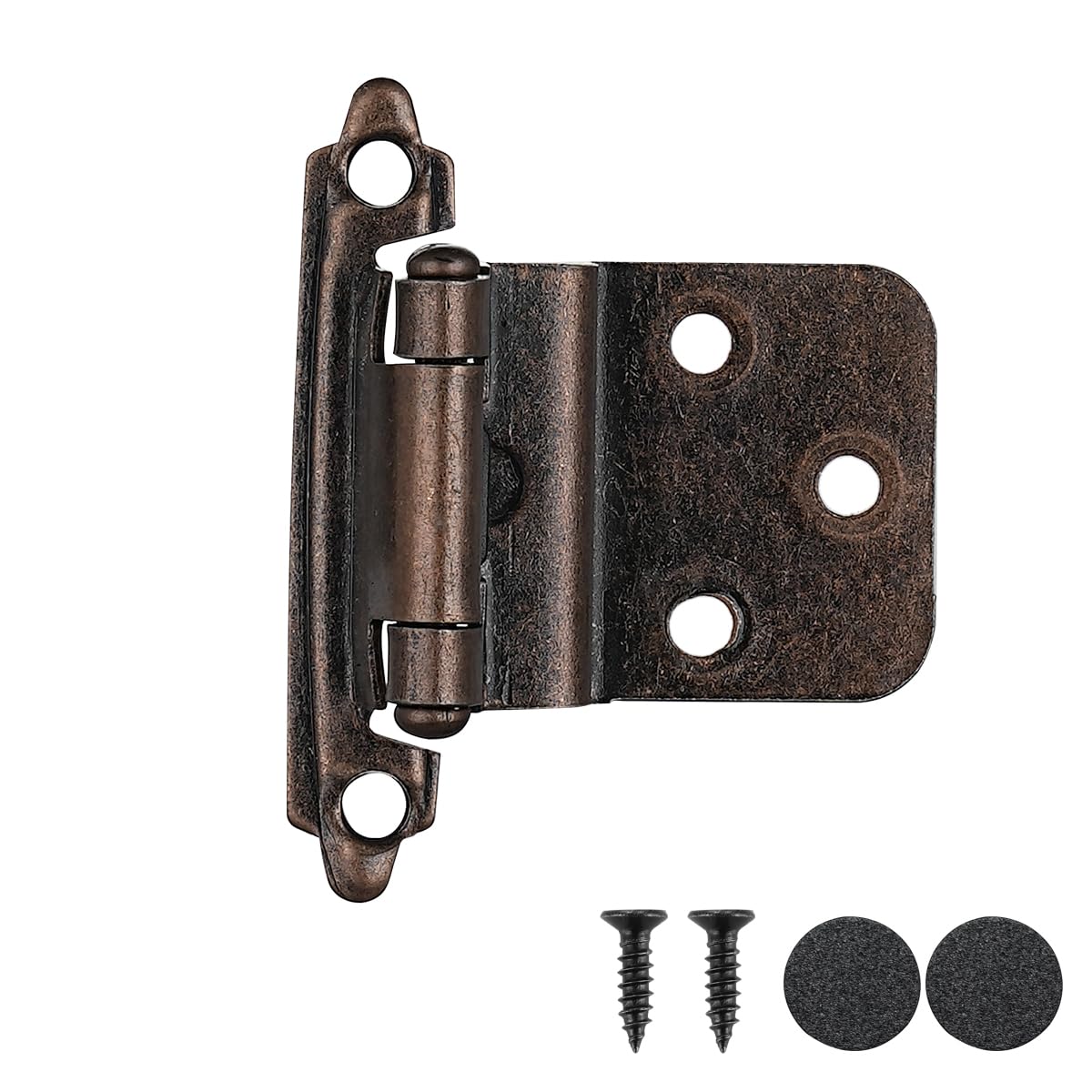 JQK 3/8 Inch Inset Cabinet Door Hinges Oil Rubbed Bronze, 50 Pack 25 Pairs Flush Face Mount Cupboard Self-Closing Kitchen Cabinet Hardware Hinges with Door Bumper, CH201-ORB-P50