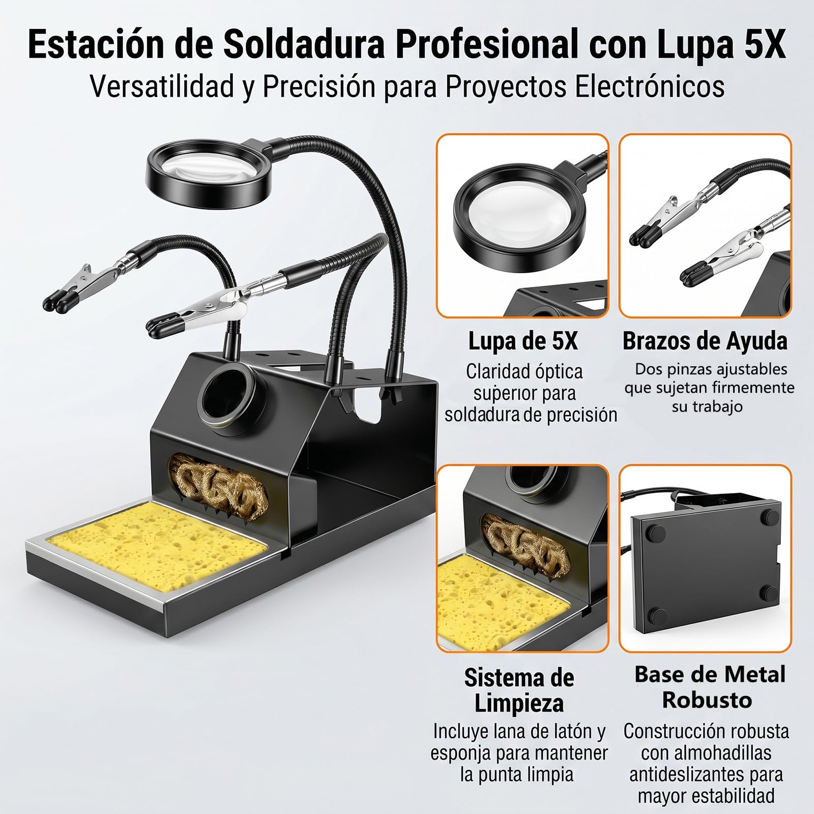 Kit Soldador Estaño 100W, Soporte Antideslizante Resistente, 180-500°C