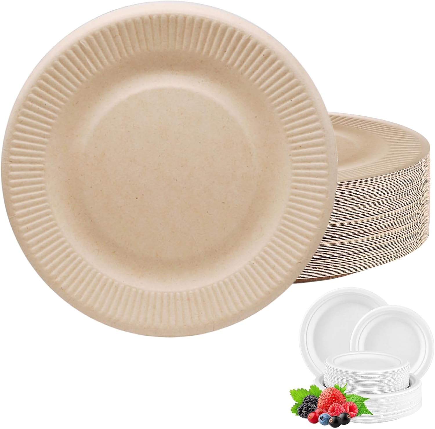 100Pack Disposable Paper Plate Heavy Duty Paper Plates 10 inch,Extra