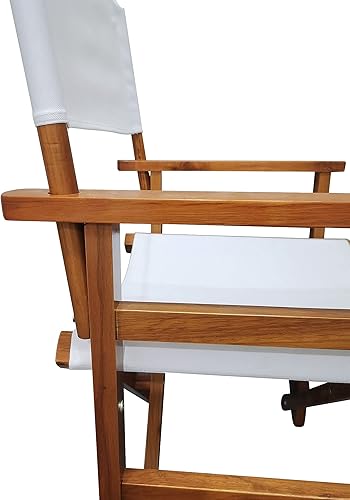 Miniatura 4 de Folding Director Chair Set of 2 White Wood and Canvas Foldable Chairs for Indoor Outdoor Use, Portable Populus Frame Seating