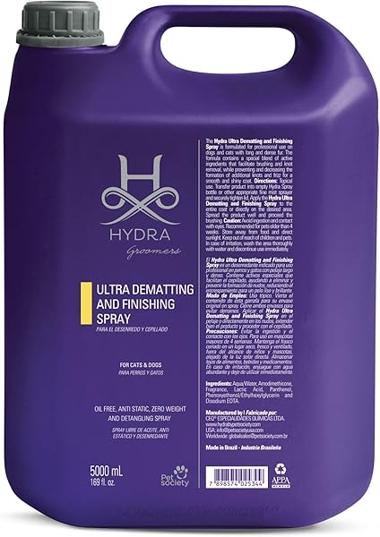 Hydra Professional Ultra Dematting and Finishing Spray for Dogs and Cats, Suitable for Pets with Long Hair, 169 fl.oz