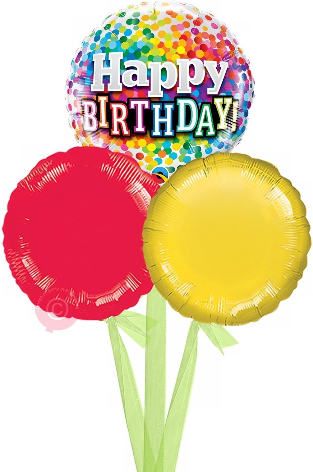 Happy Birthday Rainbow Confetti - Inflated Birthday Helium Balloon Delivered in a Box - Bouquet - 3 Balloons - Bloonaway