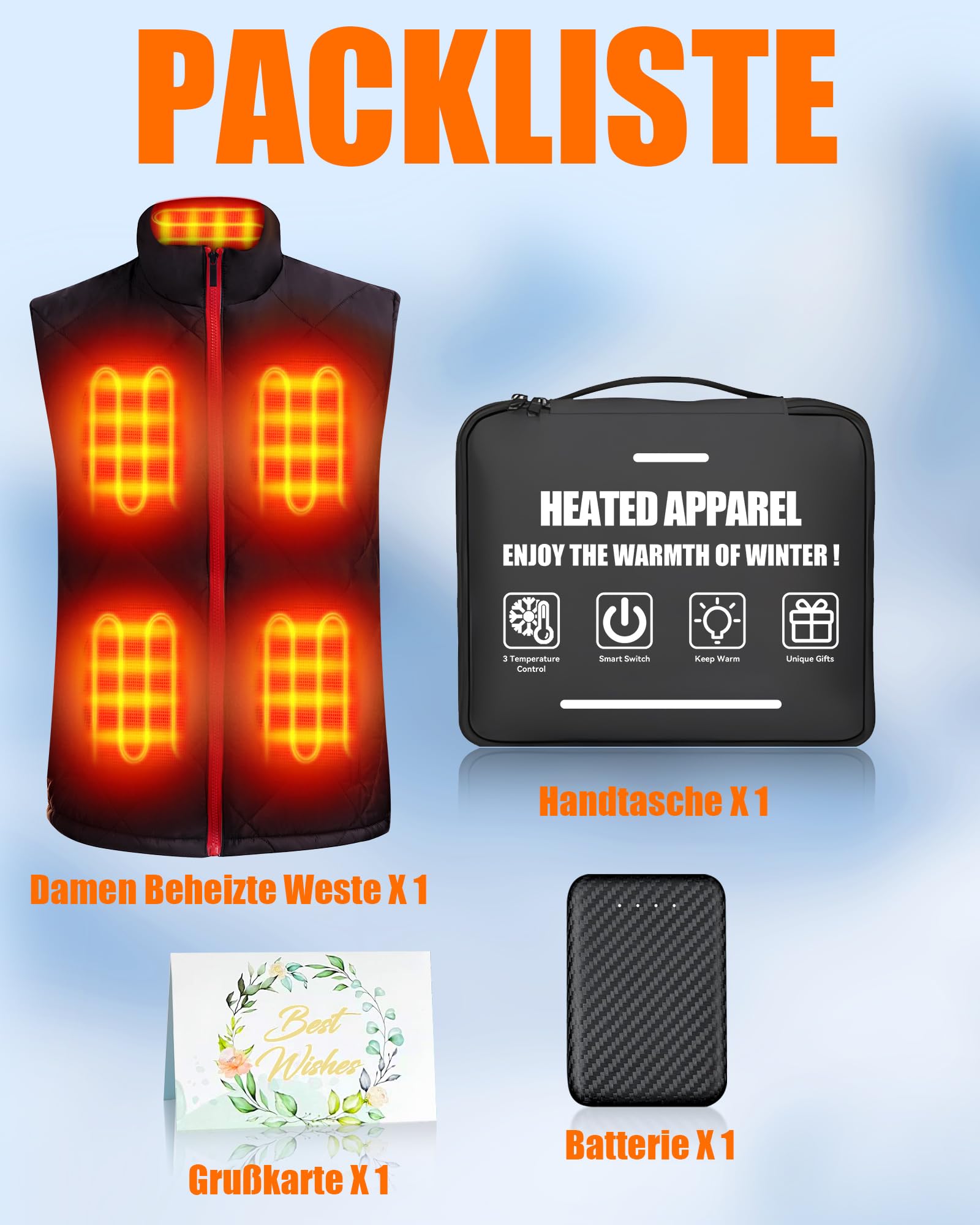 CYCYHEAT Gilet riscaldato per donne e uomini, giacca trapuntata leggera riscaldante, batteria 7,4 V 10000 mAh