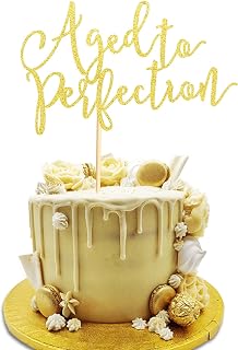 Aged To Perfection Gold Glitter Cake Topper