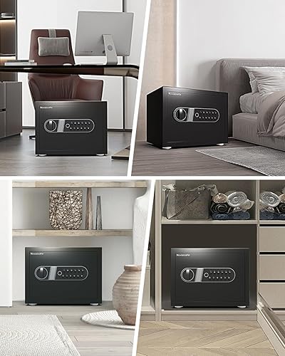 Miniatura 8 de Caja de seguridad biométrica, caja de seguridad para el hogar con bolsa impermeable ignífuga y llave, gabinete de dinero de seguridad de 0.8 pies