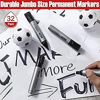 Vista 7 de Fuutreo 32 Pcs Jumbo Permanent Markers Bulk Large Chisel Tip Permanent Markers Waterproof Jumbo Pens Quick Drying Office Supplies(Black)