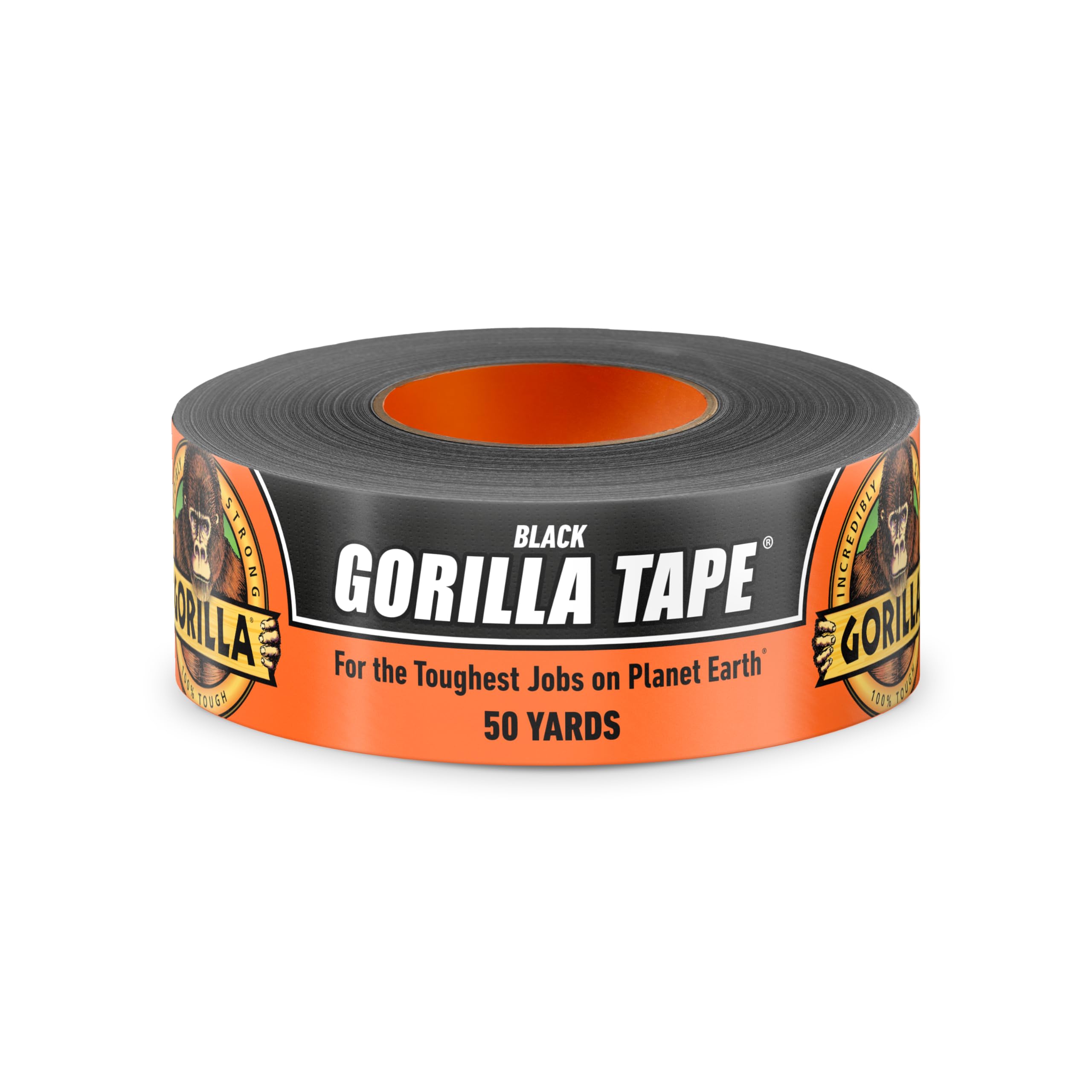 Gorilla Duct Tape, Black Tape, 1.88" x 50 yd (Pack of 1) - Heavy Duty and Weather Resistant for Indoor or Outdoor