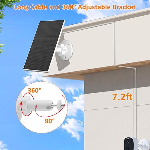 Miniatura 4 de Zivif Panel solar de 2 W para cámaras de seguridad, cargador solar con puerto micro USB y USB-C para cámara de seguridad de batería recargable,