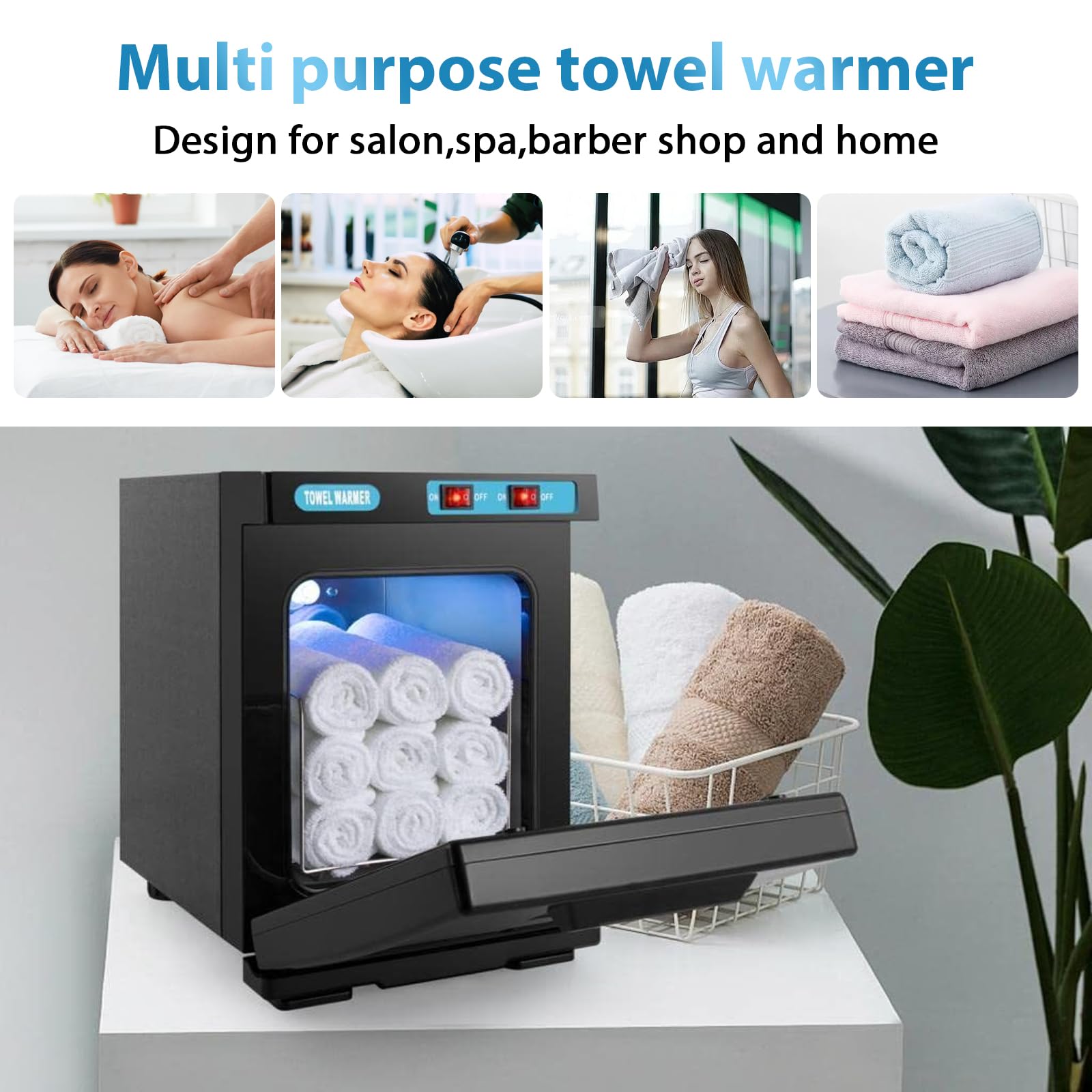 LIROPAU Scaldasalviette estetico, Scaldasalviette estetico con Clip | scaldasalviette caldo, scaldasalviette professionale (202 ° F), Scalda Asciugamani, Disinfezione dell'asciugamano (Black)