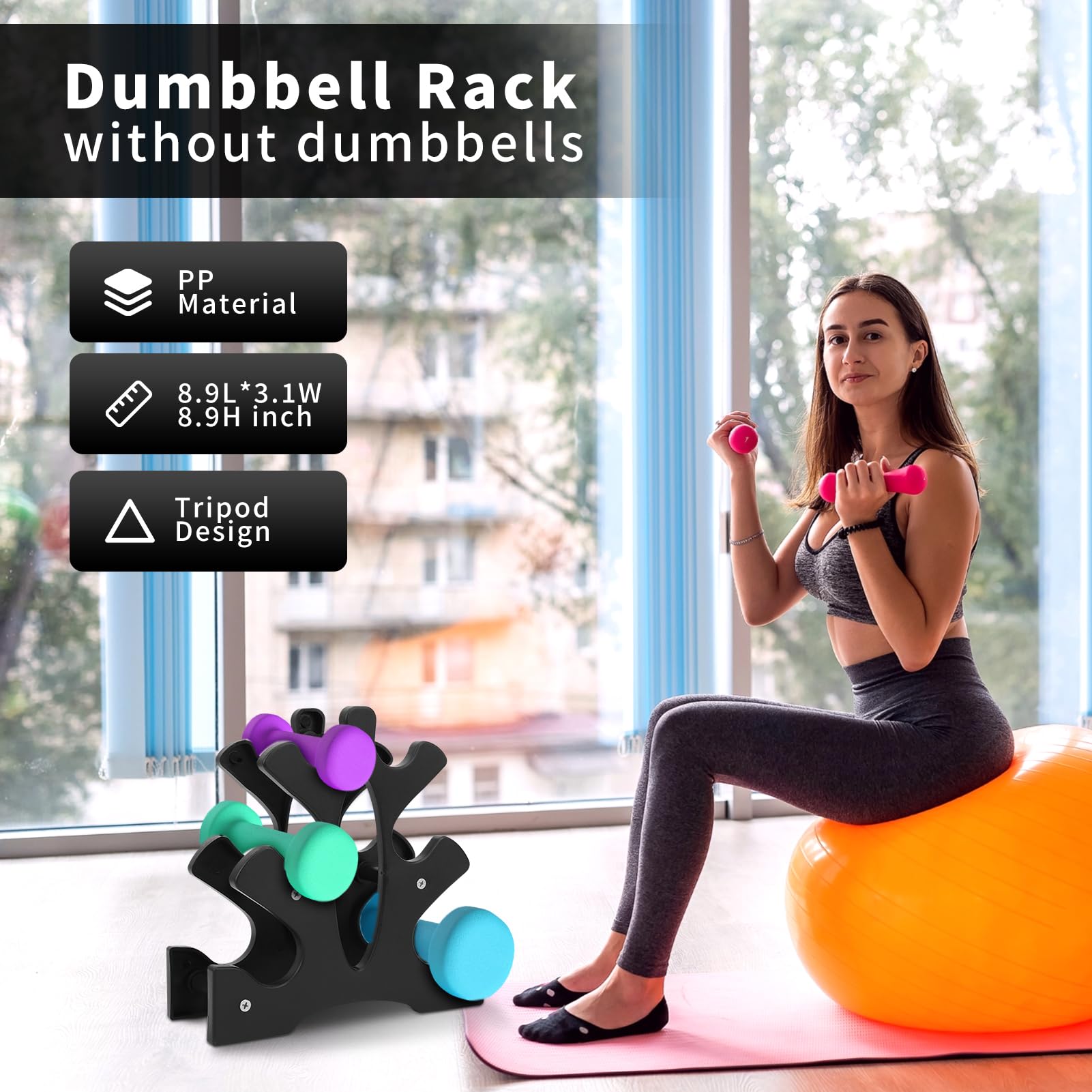 Leapiture 3 Tier Dumbbell Rack 20kg Load Dumbbell Stand Small Dumbbell Rack Dumbbell Holder Rack Equipment Weight Rack for Home Gym Workout