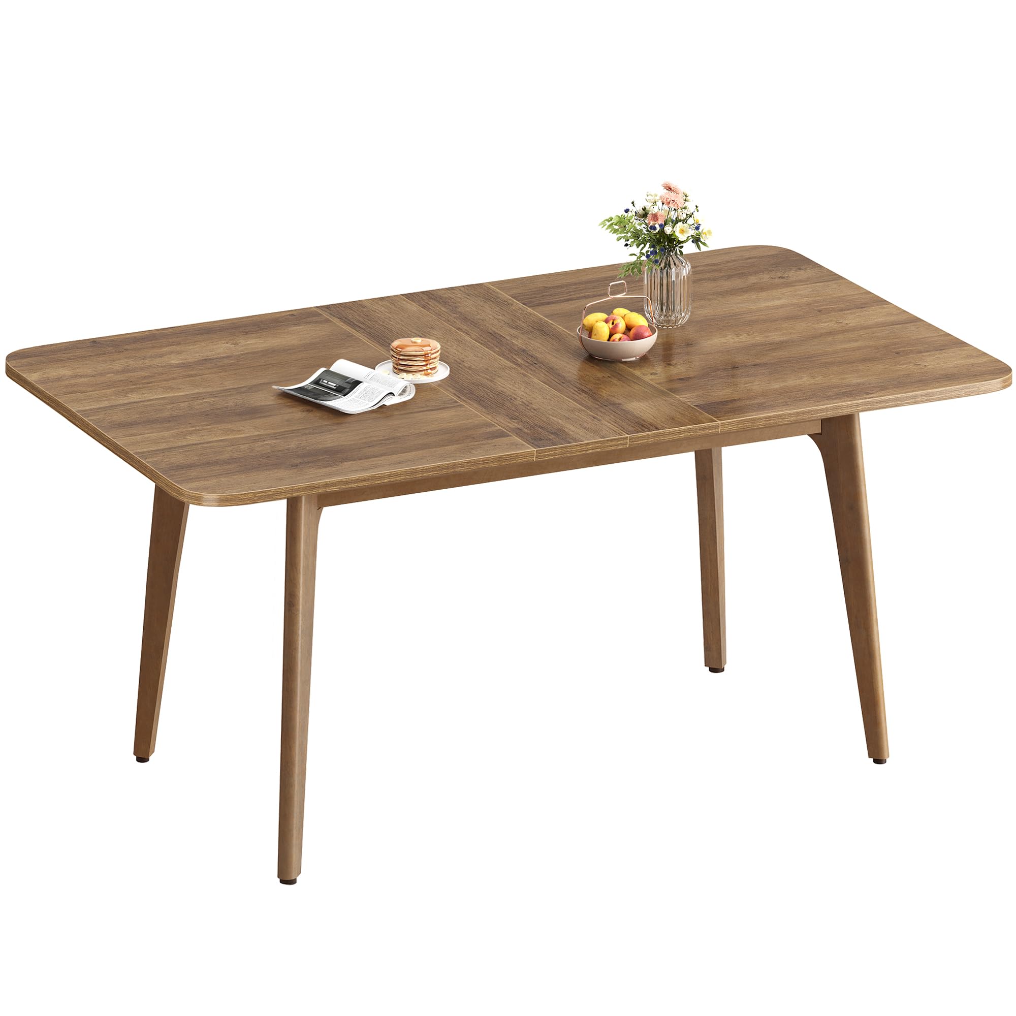 VASAGLE Esstisch, Esszimmertisch, Küchentisch, ausziehbare Tischplatte, 120 kg belastbar, für Esszimmer, Büro, Arbeitszimmer, Schlichtes Design, honigbraun KDT090K01