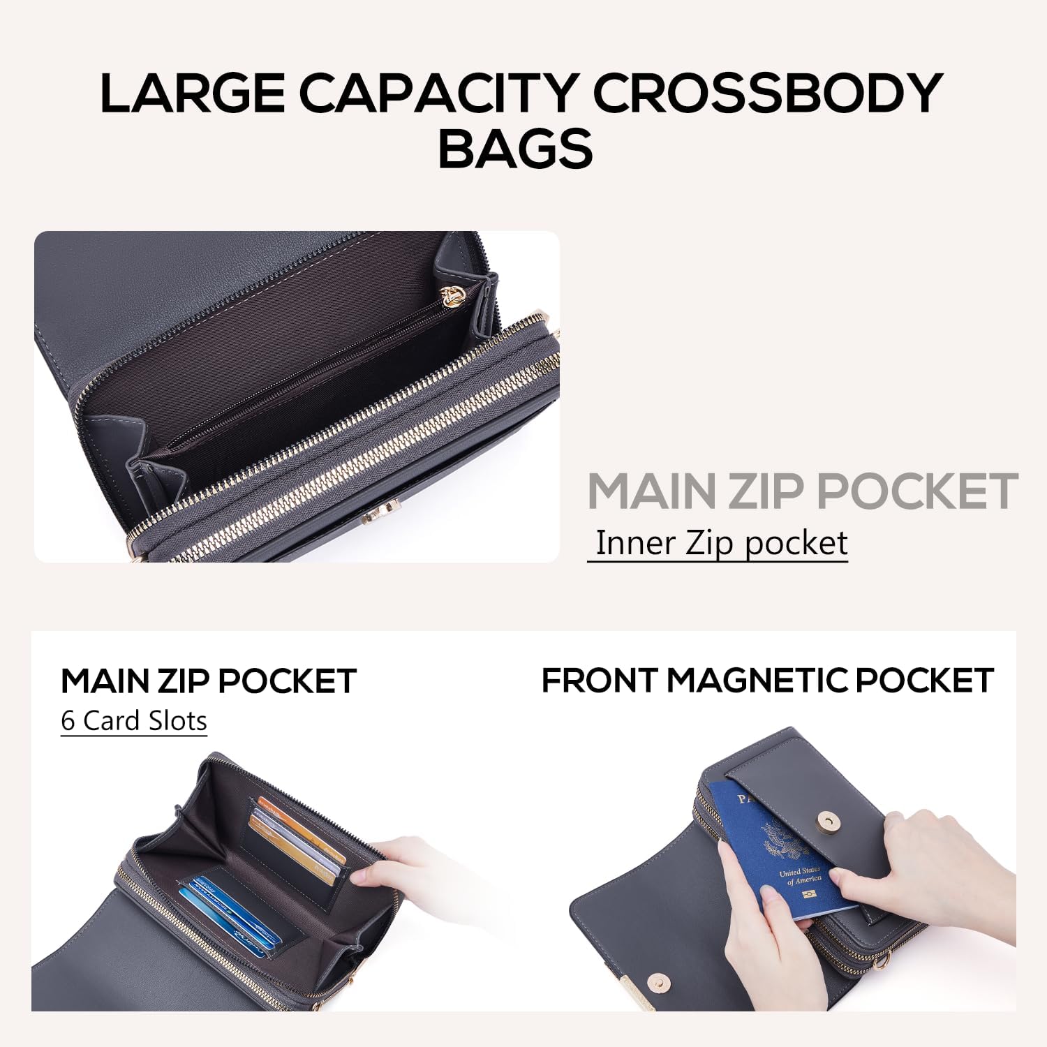 Roulens Small Crossbody Bag for Women,Cell Phone Purse Women's Shoulder Handbags Wallet Purse with Credit Card Slots