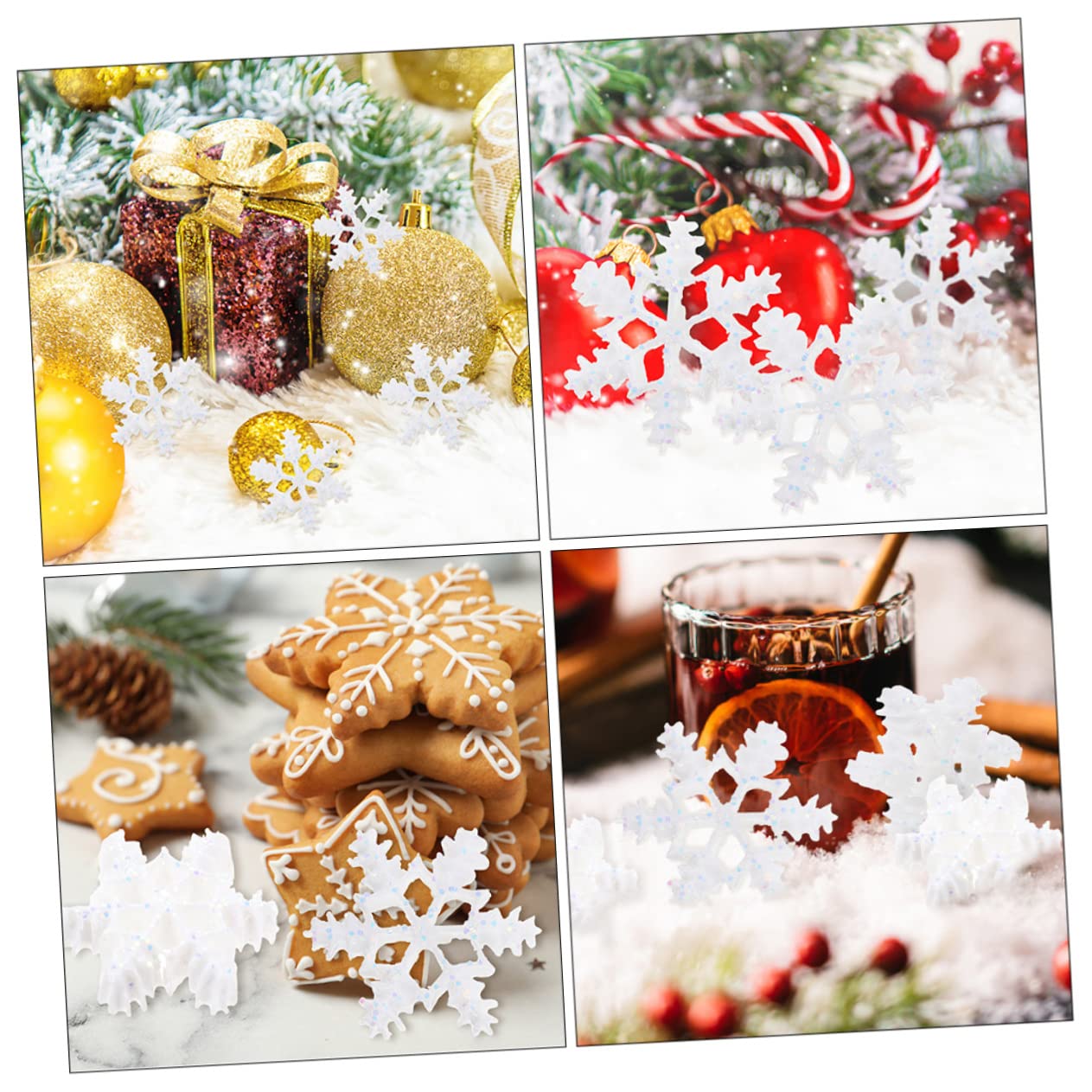 VOSAREA 500pièces Ornements Flocon De Décorations De Noël pour Accessoires De Bricolage pour Ambiance Festive Et Hivernale