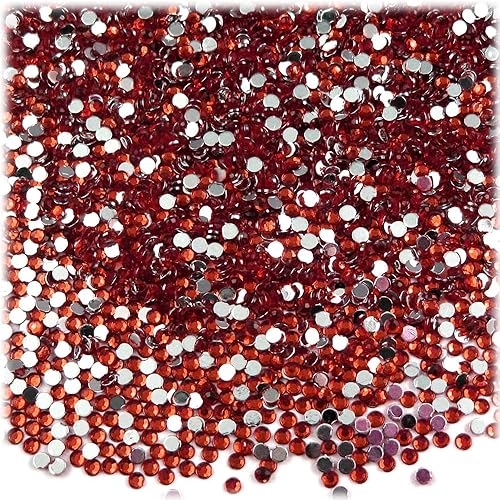 The Crafts Outlet 2,500 diamantes de imitación redondos de 0.079 pulgadas para uñas, parte trasera plana, rojo rubí