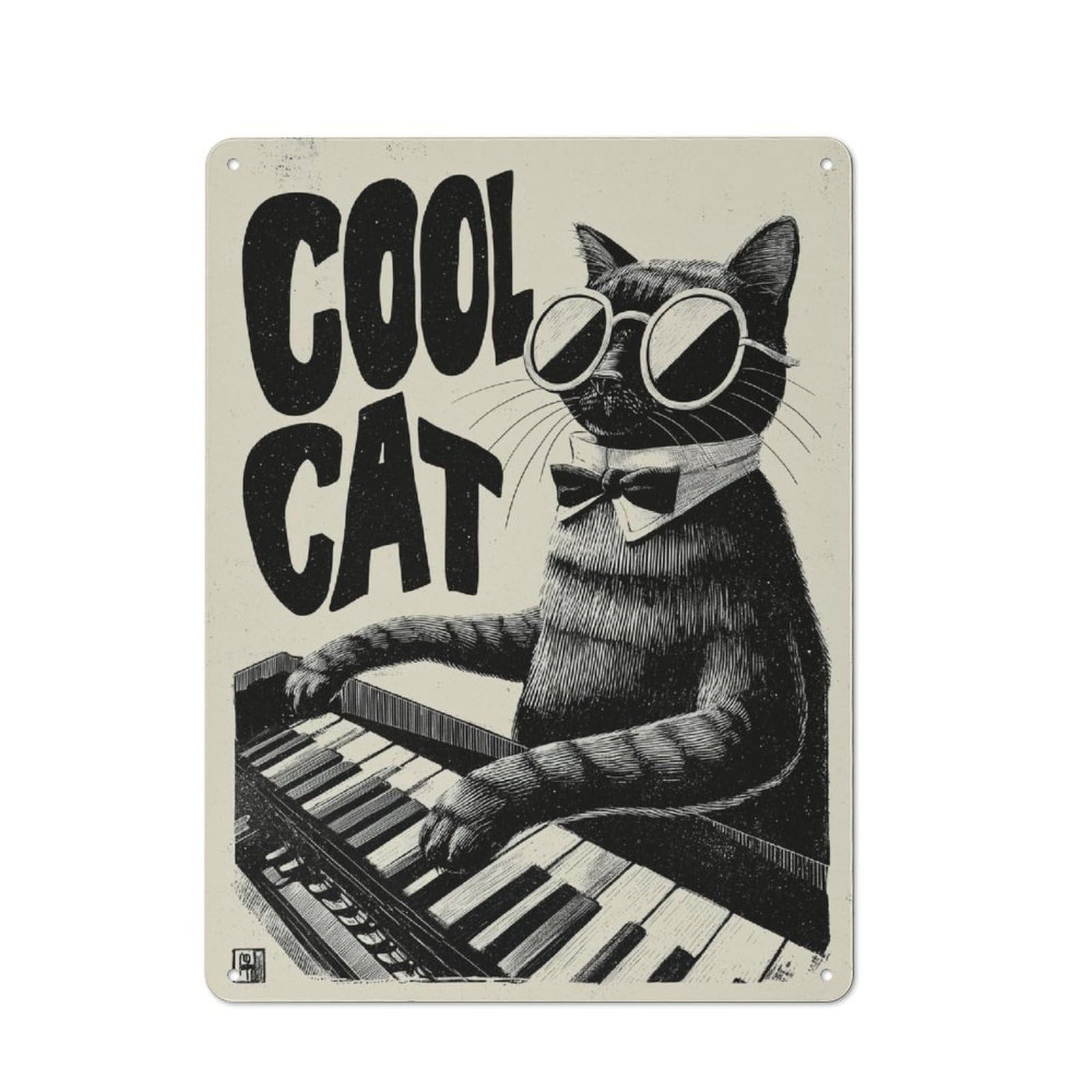 Junmoney Jazz Cat Vintage Printed Metal Sign 40X30cm For Workshop Wall, A Decorative Gift For A Newly Furnished Workshop