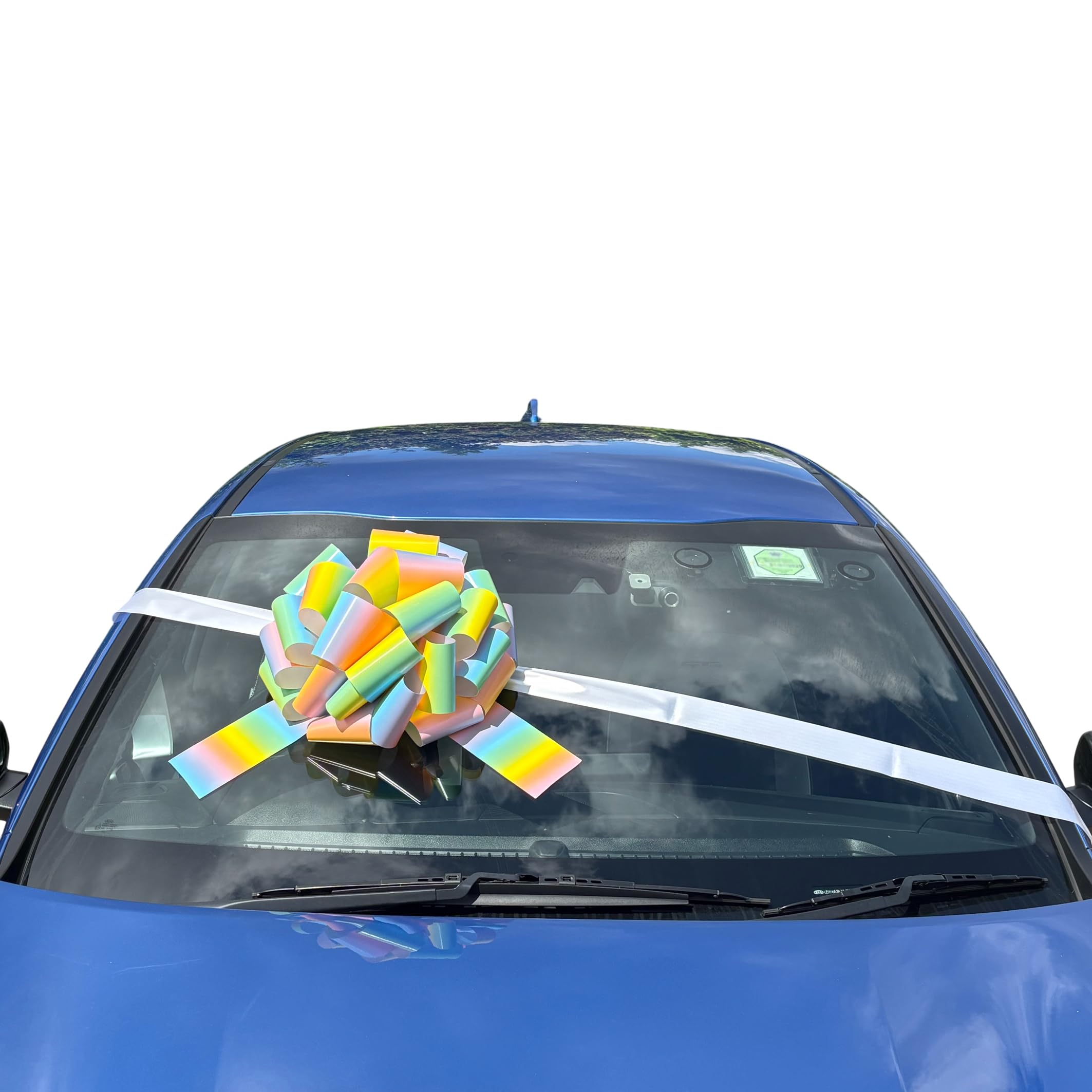 Hampabox Big Bow for New Cars, Bikes, Big Birthday Unicorn Pastel design (40cm diameter + 6 metres of ribbon)