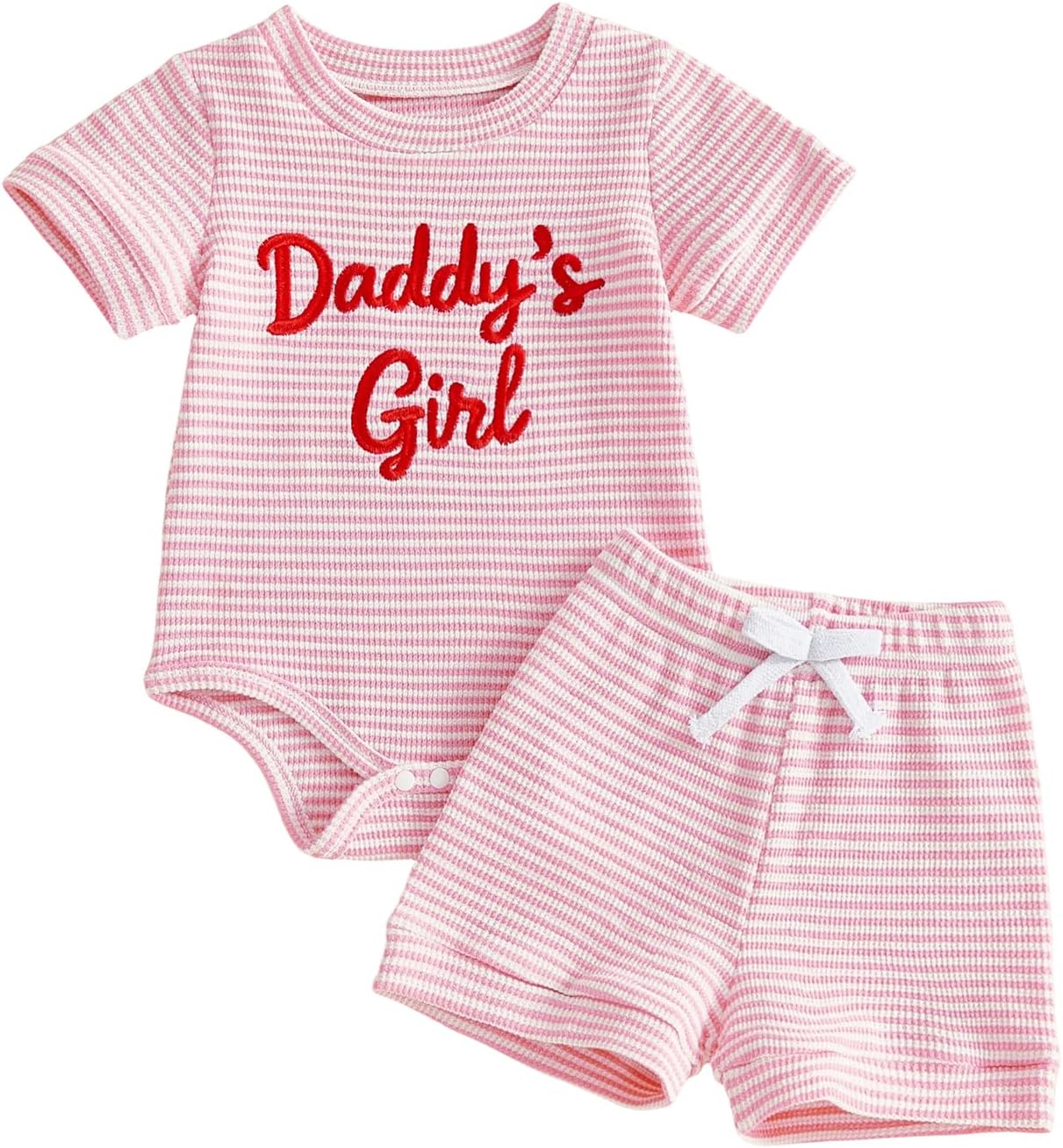 Daddys Girl Baby Clothes Newborn Girls Summer Outfits Short Sleeve Letter Embroidery Romper + Shorts Set