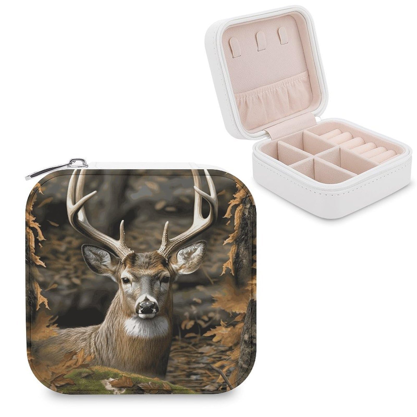 VstaDank Camouflage Deer Jewelry Box Beautiful Portable Ring Boxes Cute Large-Capacity Jewelry Case Jewelry Organizer for Mothers Gifts for Earrings Rings Hand Bracelet