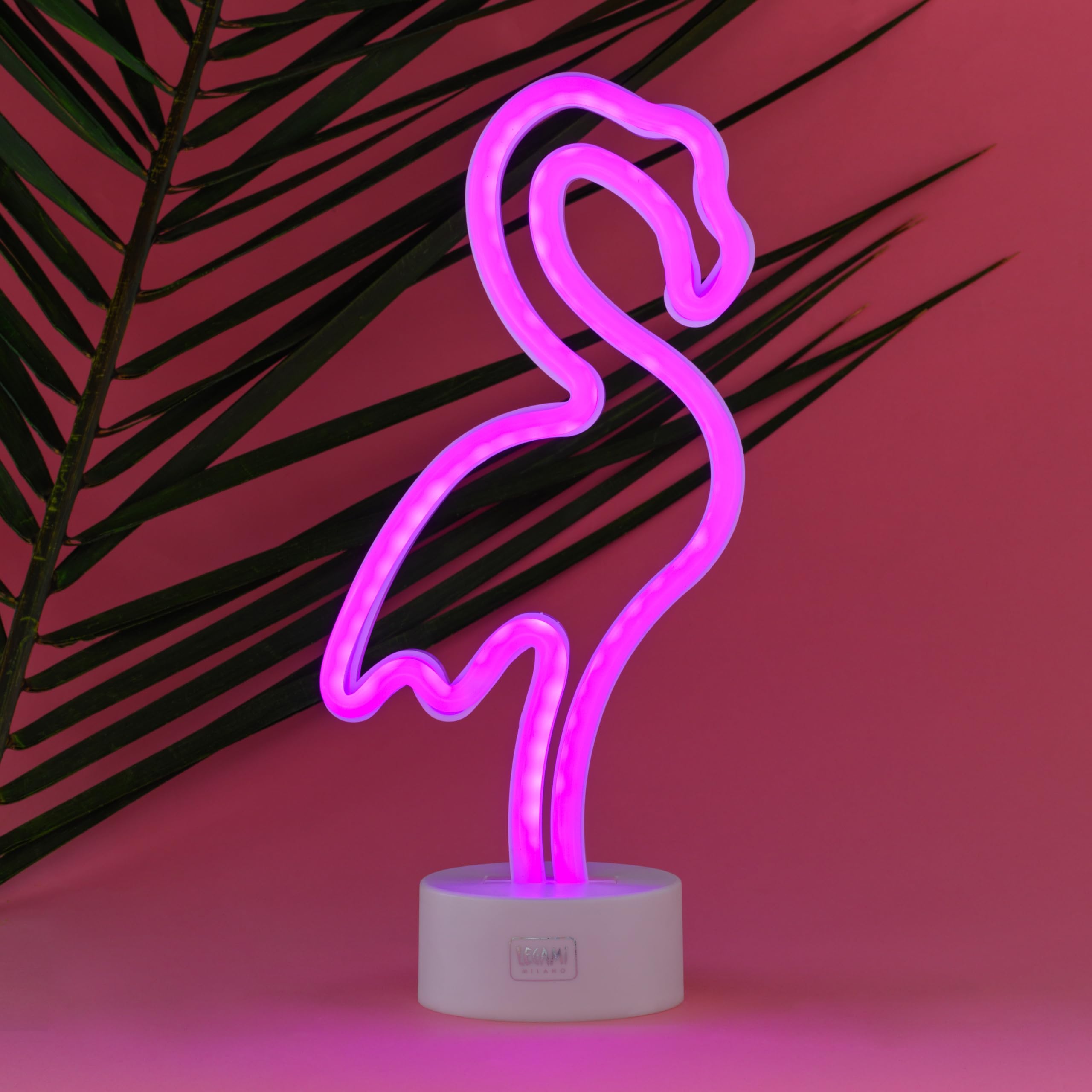 Legami - Neon Effect LED Lamp, It's a Sign, Flamingo, Dual Power Supply, Type-C Cable (Included) or Batteries (Not Included), Table Lamp