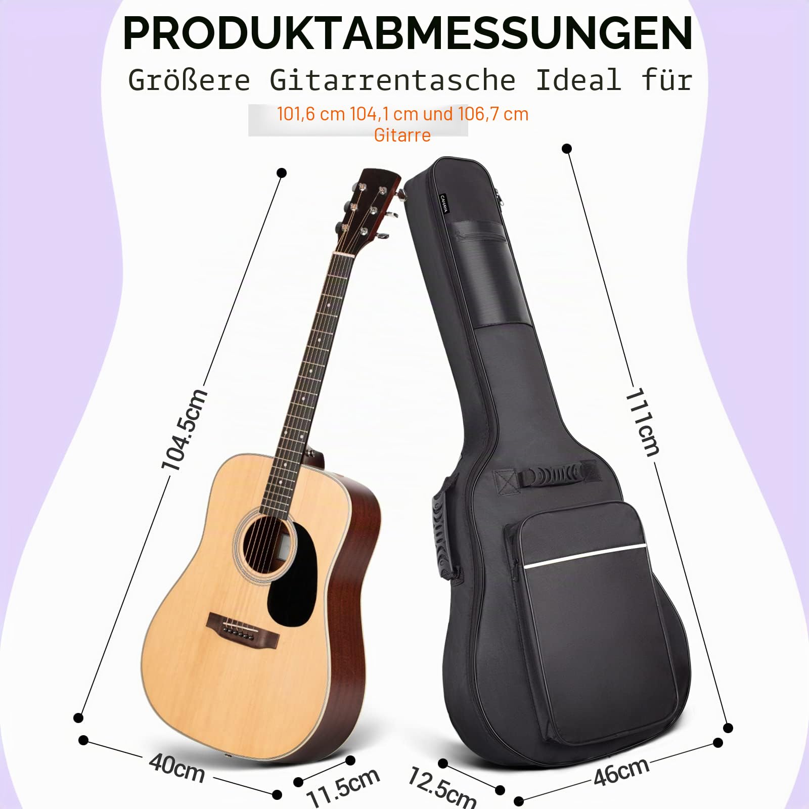 CAHAYA Gitarrentasche Gig Bag Oxford Gitarre Tasche Gitarren Bag Tragetasche Konzertgitarren Taschen wasserdichte 40 41 42 Zoll Guitar Case CY0149