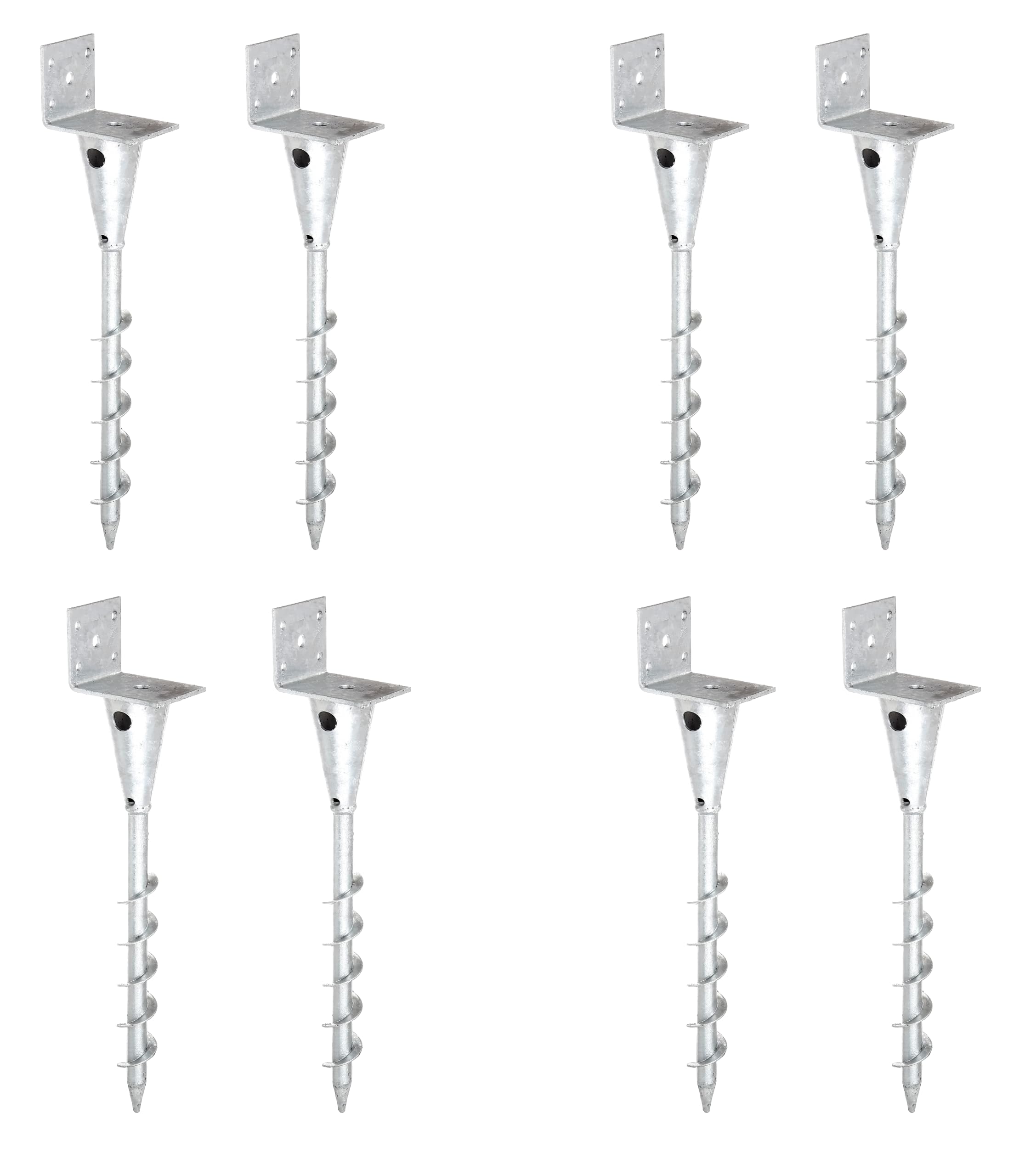 Alberts 8er Set L-Pfostenträger für Vierkantholzpfosten | zum Einschrauben | feuerverzinkt | Gesamthöhe 470 mm | Breite 95 mm