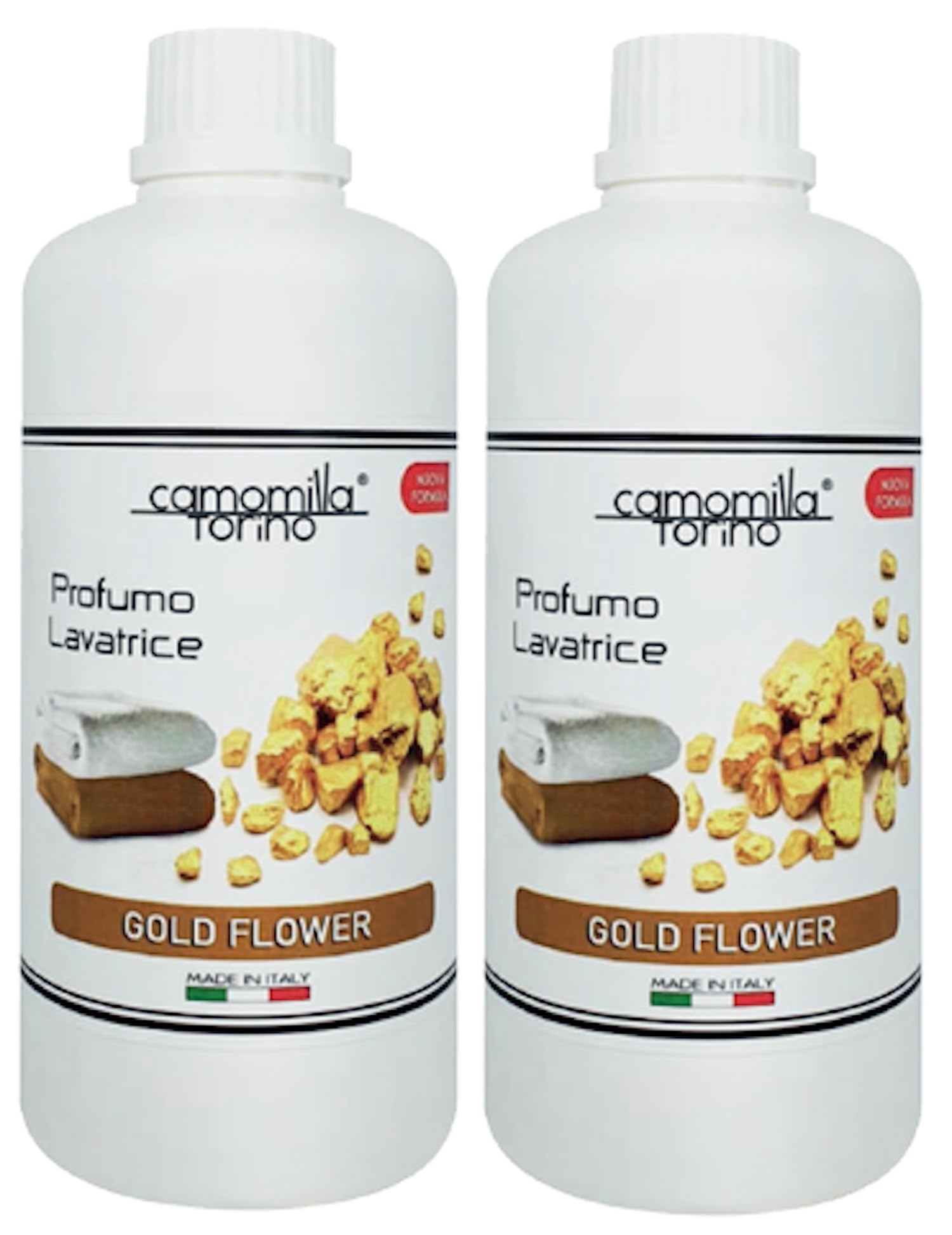 Set 2 Profumi Concentrati per Bucato Biancheria Lavatrice 500 ml.Preziosa Gold Flower. Camomilla Torino Italia.