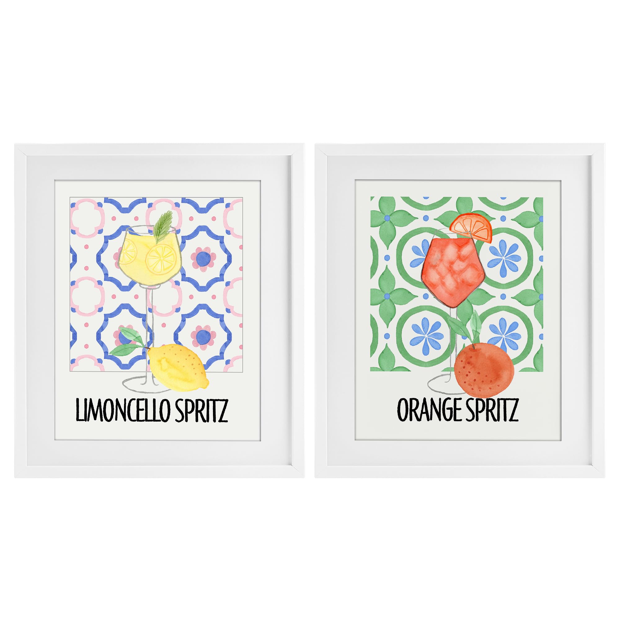Stupell Industries 'Citrus Spritz On My Mind', 2pc Framed Print Under Glass Set, White, 13 x 16 Inches, Easy to Hang and Sturdy, Made in USA, by Nina Jacobs