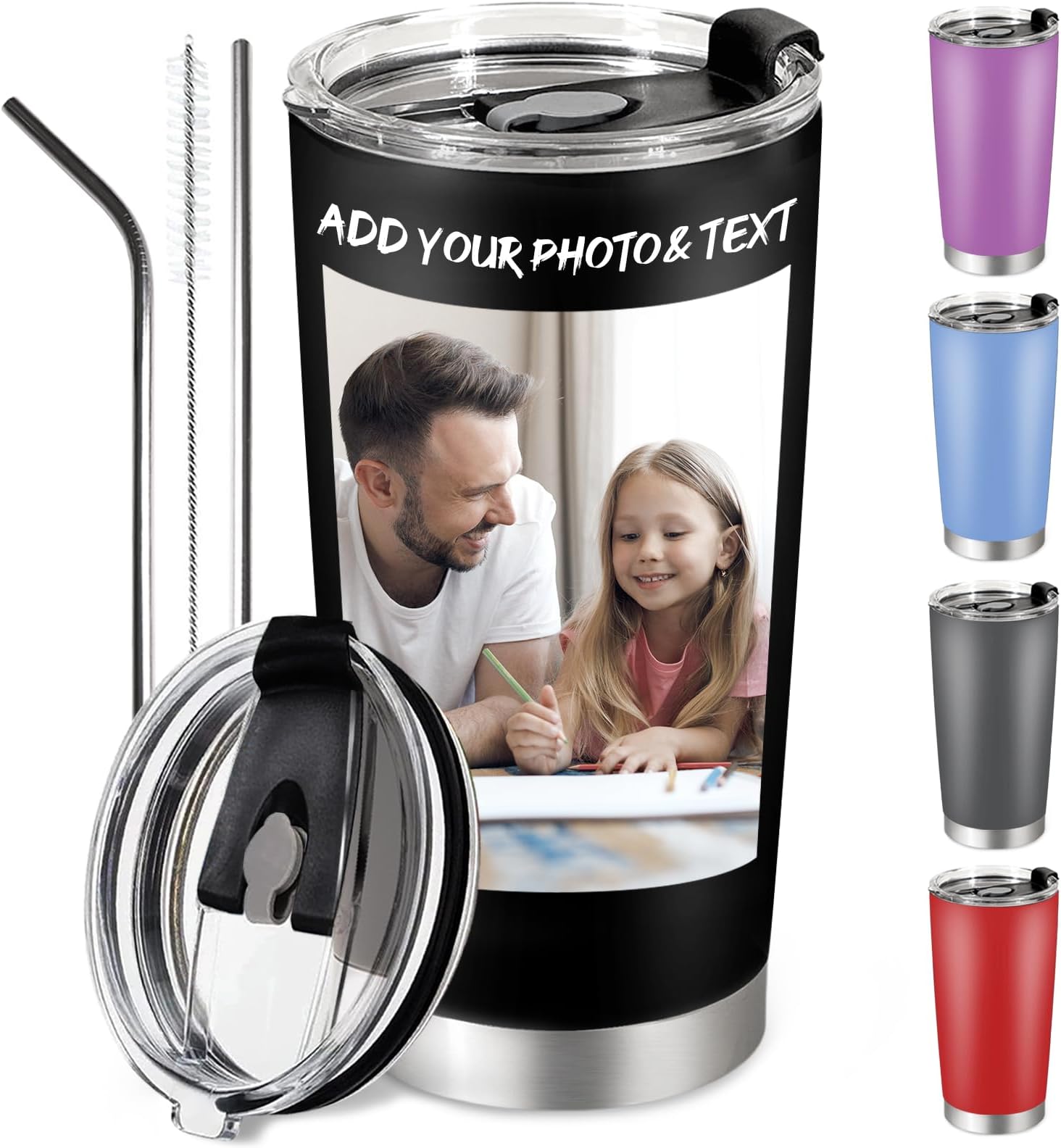 Amazon com Custom Coffee Tumbler with Photo Text Personalized 20oz Amazon com Custom Coffee Tumbler with Photo Text Personalized 20oz