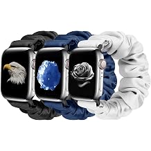 Tiptops 3 Packs Compatible with Apple Watch Bands Scrunchies 38mm-49mm Women Cloth Pattern Printed Fabric Wristbands Straps Elastic for iWatch Ultra 2 Series 10/9/8/7/6/5/4/3/2/1/SE