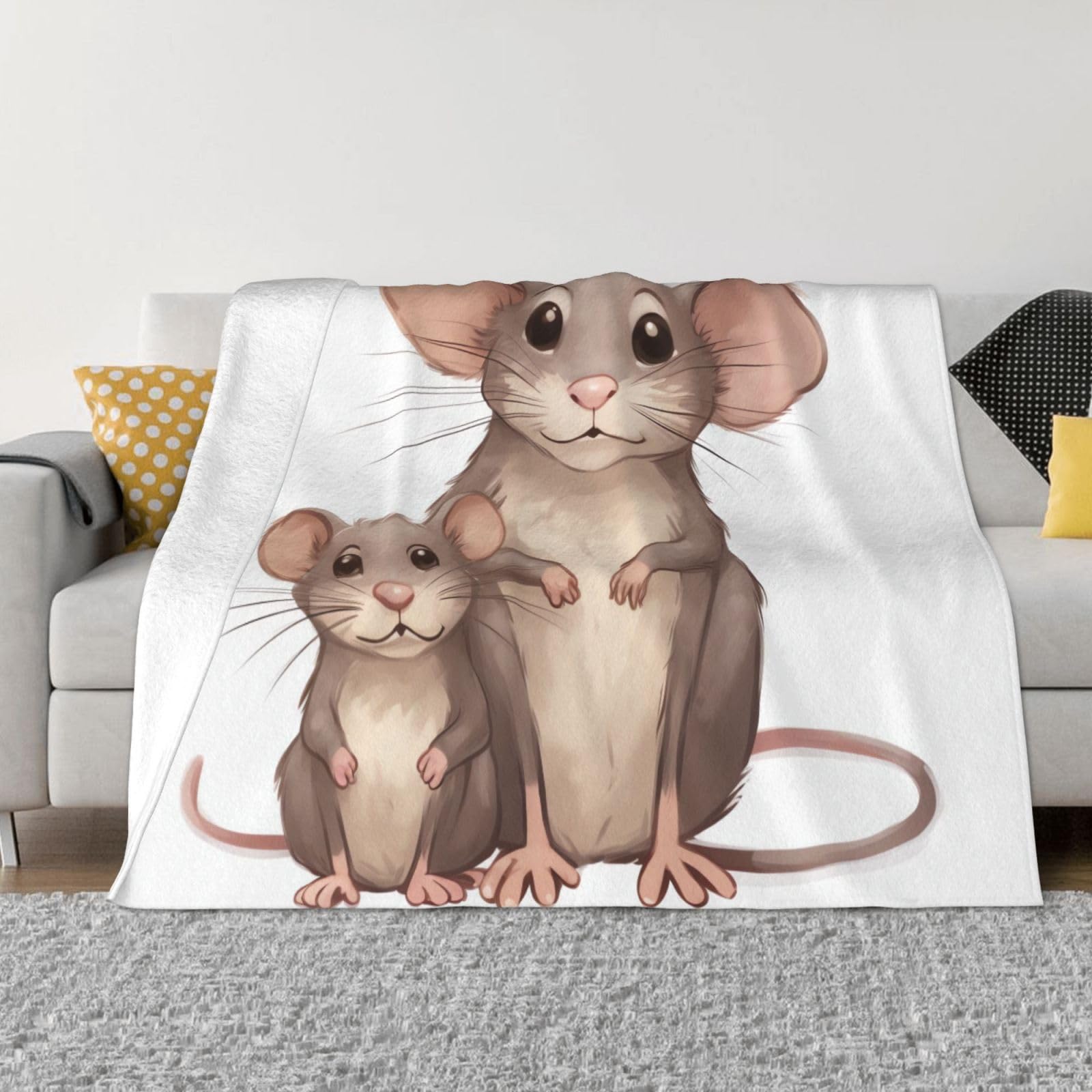 FodPand Rats Fleece Blanket 80"x60" Lightweight Warm Throw Blanket for Bed Couch Cozy Air Conditioning Quilt All Seasons Decorative Fuzzy Blankets Gifts for Women Men