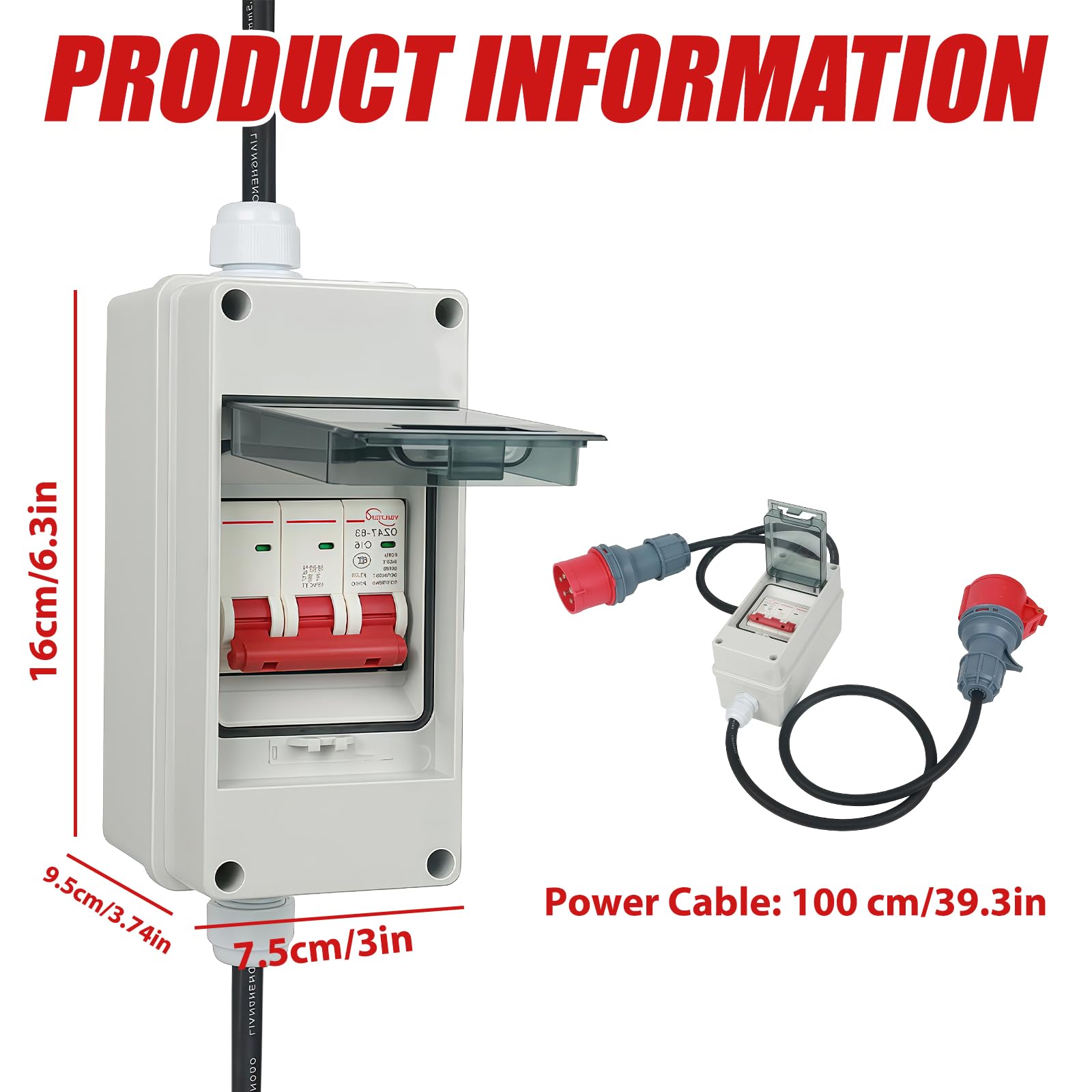 Adattatore CEE 32 A maschio a 16 A, cavo di collegamento con spina, 5 poli 400 V, adattatore ad alta corrente IP 44, prolunga 1 m, utilizzato per apparecchi elettrici, collegamento ecc