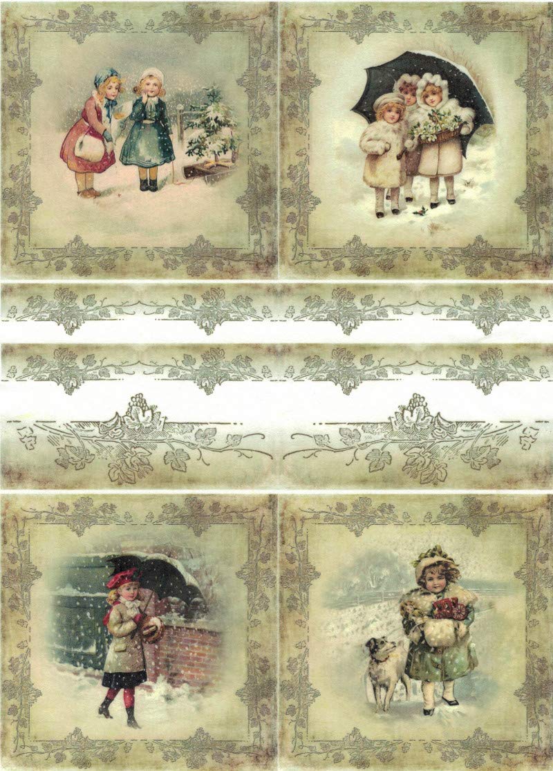 Reispapier A4 Vintage Christmas – Motiv-Strohseidenpapier Für Decoupage & Serviettentechnik